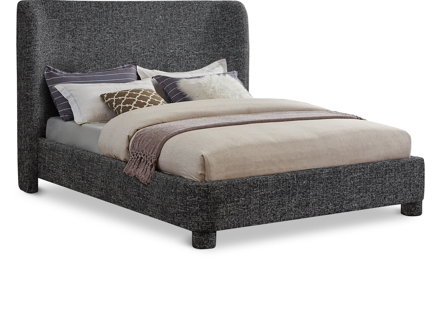 Penny Black Polyester Fabric King Bed