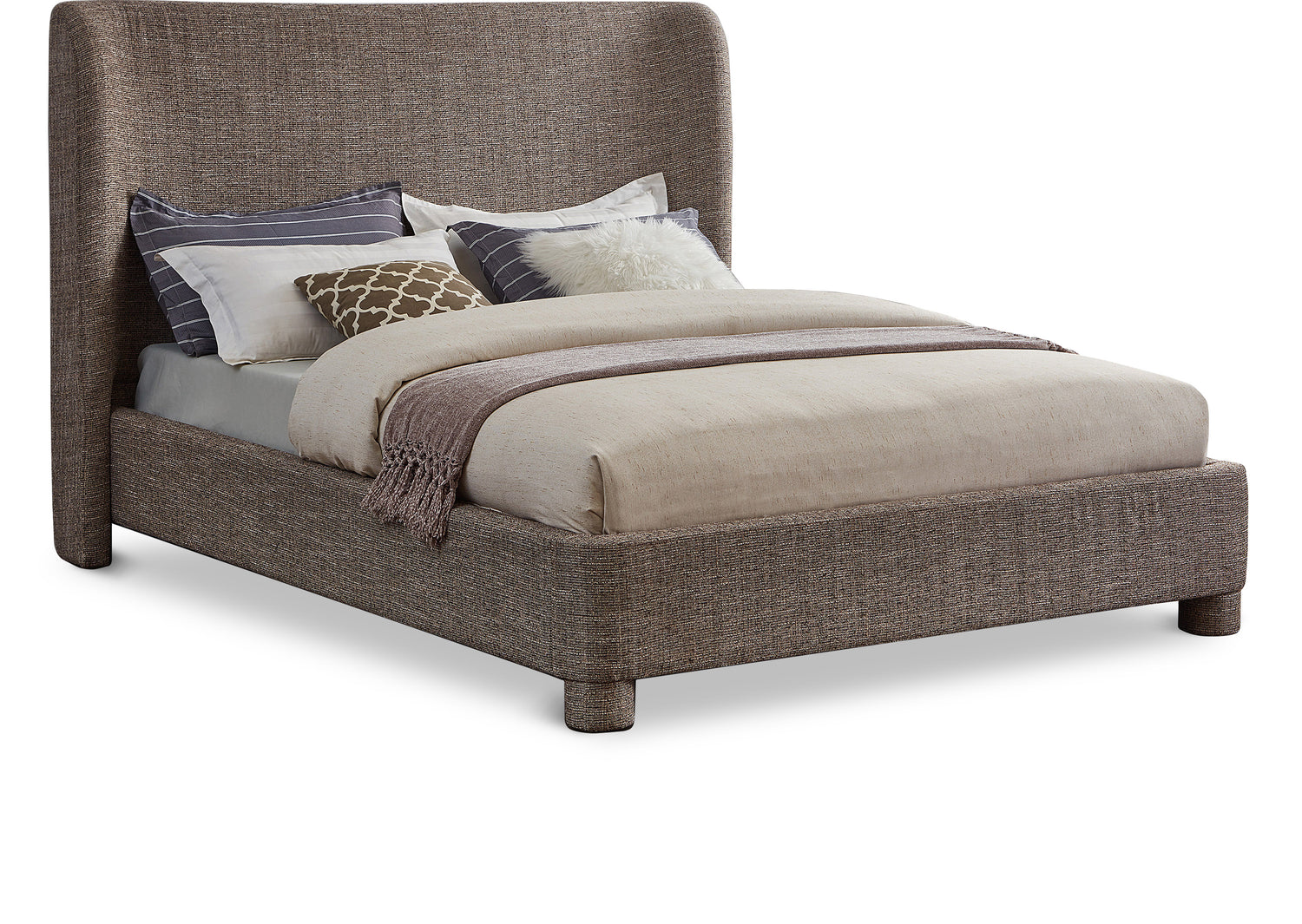 Penny Brown Polyester Fabric King Bed