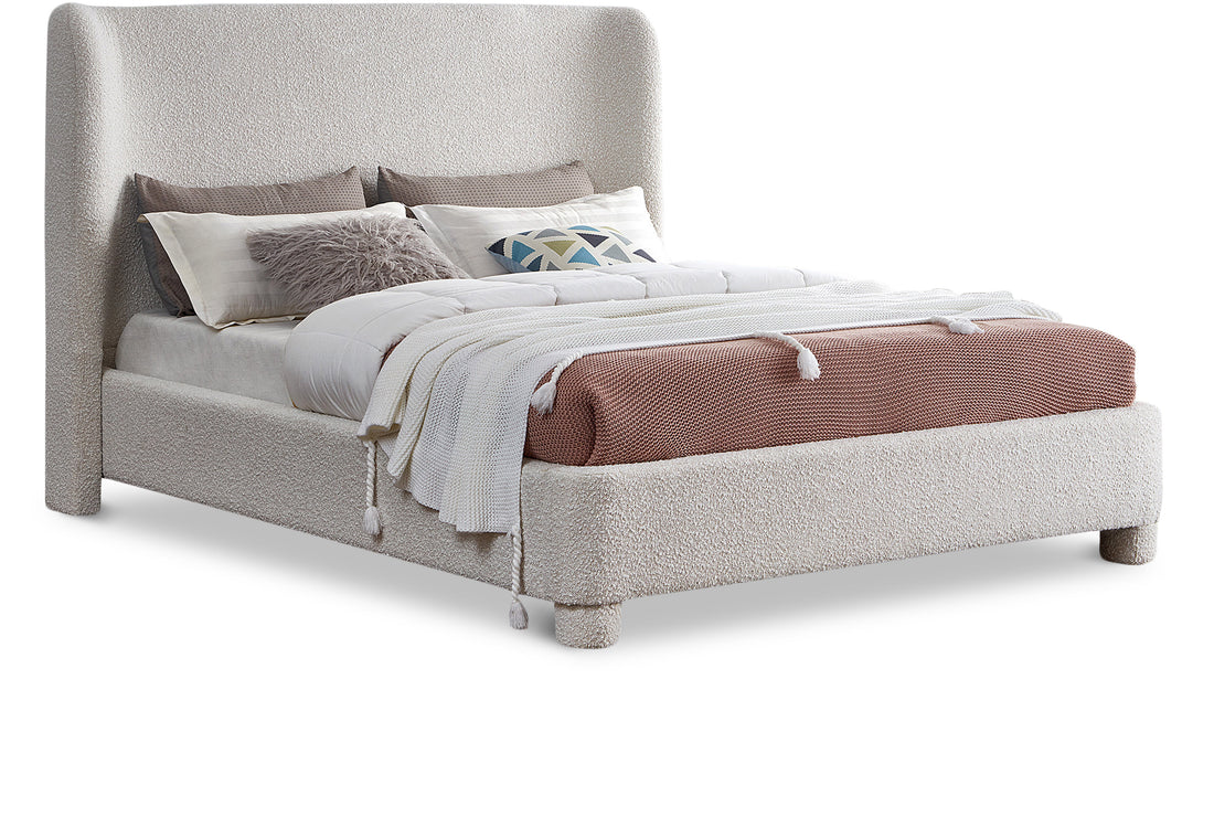 Penny Cream Boucle Fabric Full Bed