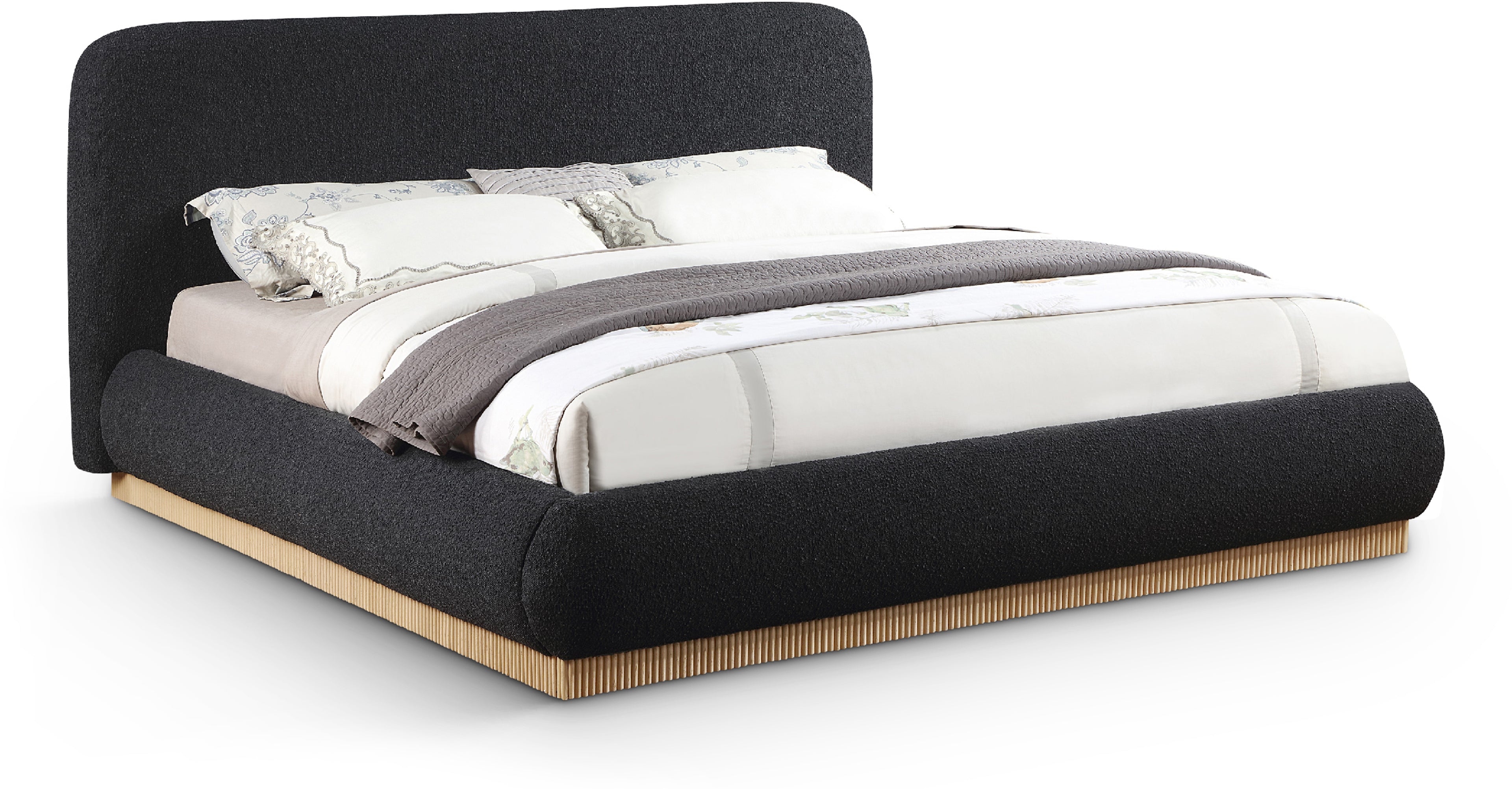 Rigby Black Boucle Fabric King Bed