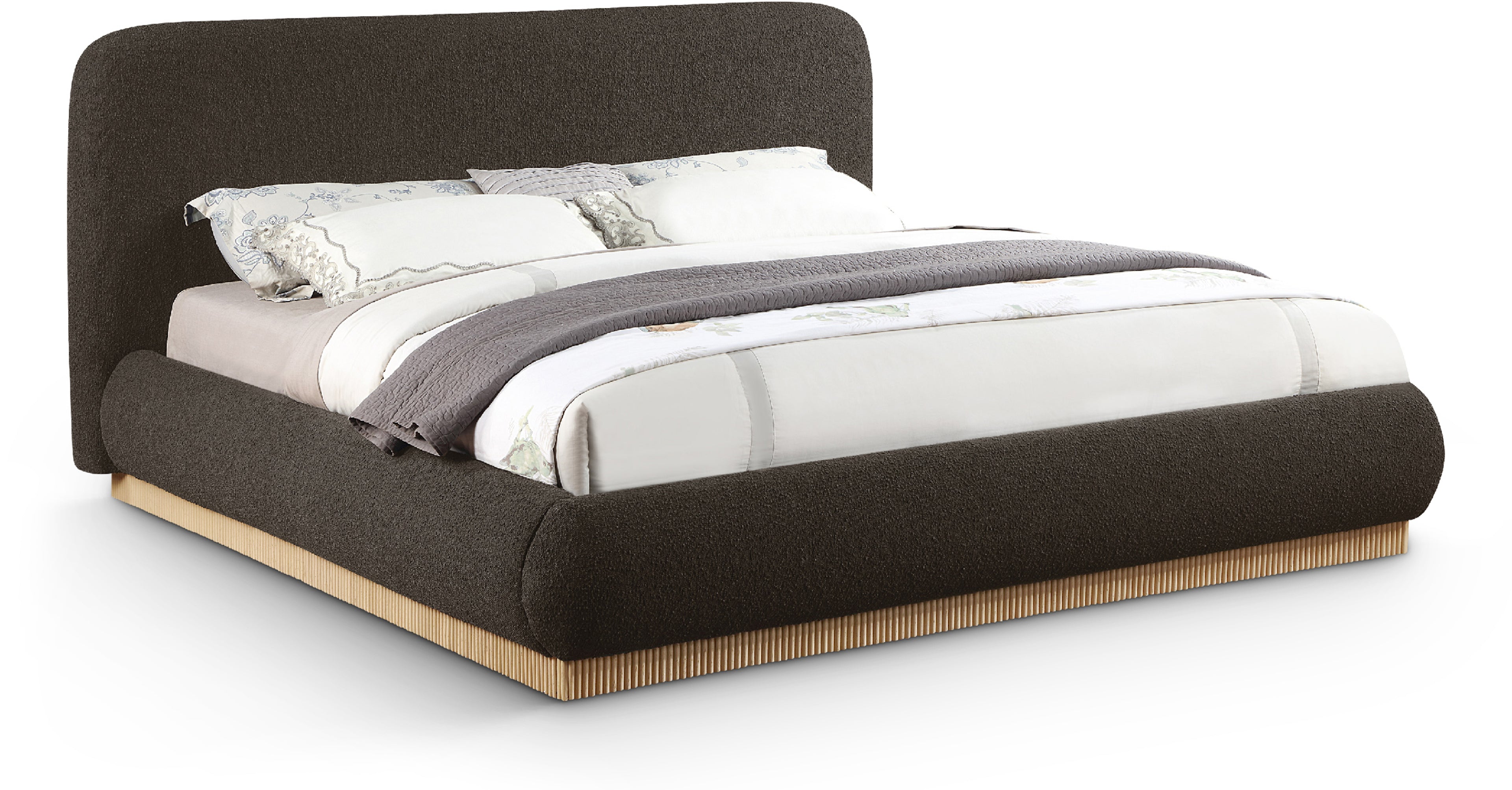 Rigby Brown Boucle Fabric King Bed