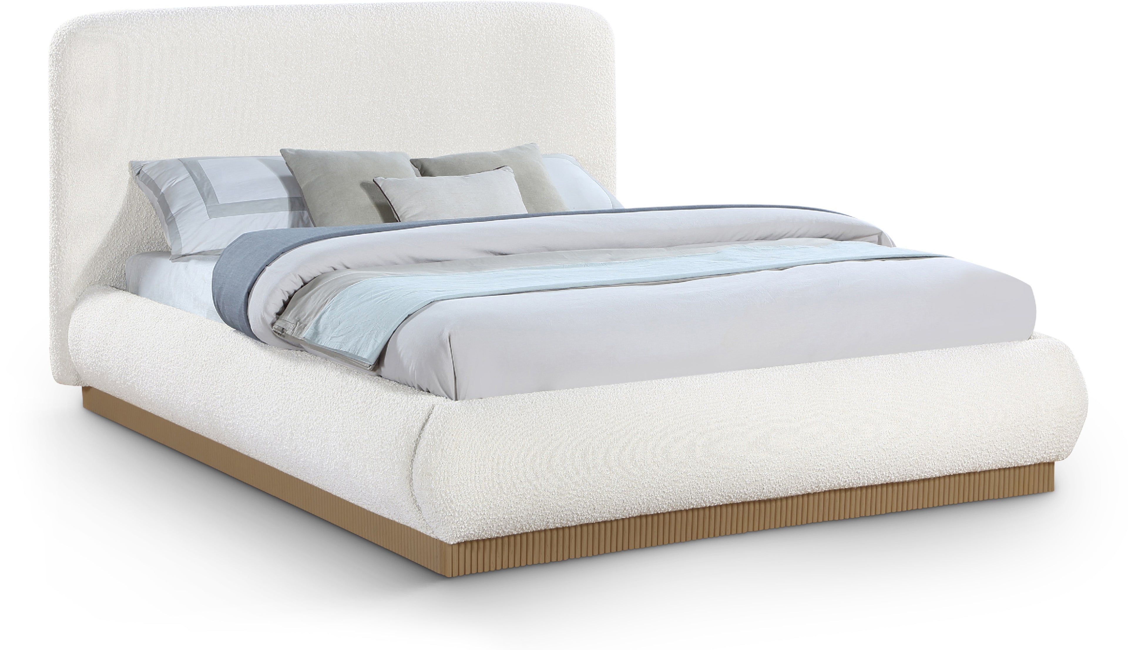 Rigby Cream Boucle Fabric King Bed