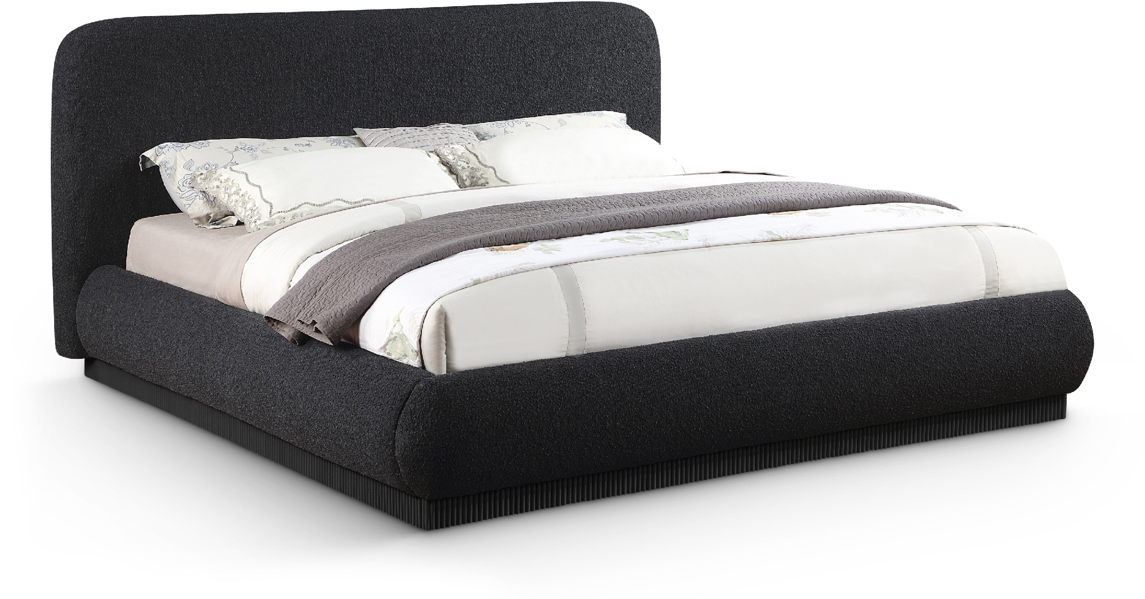 Rigby Black Boucle Fabric King Bed