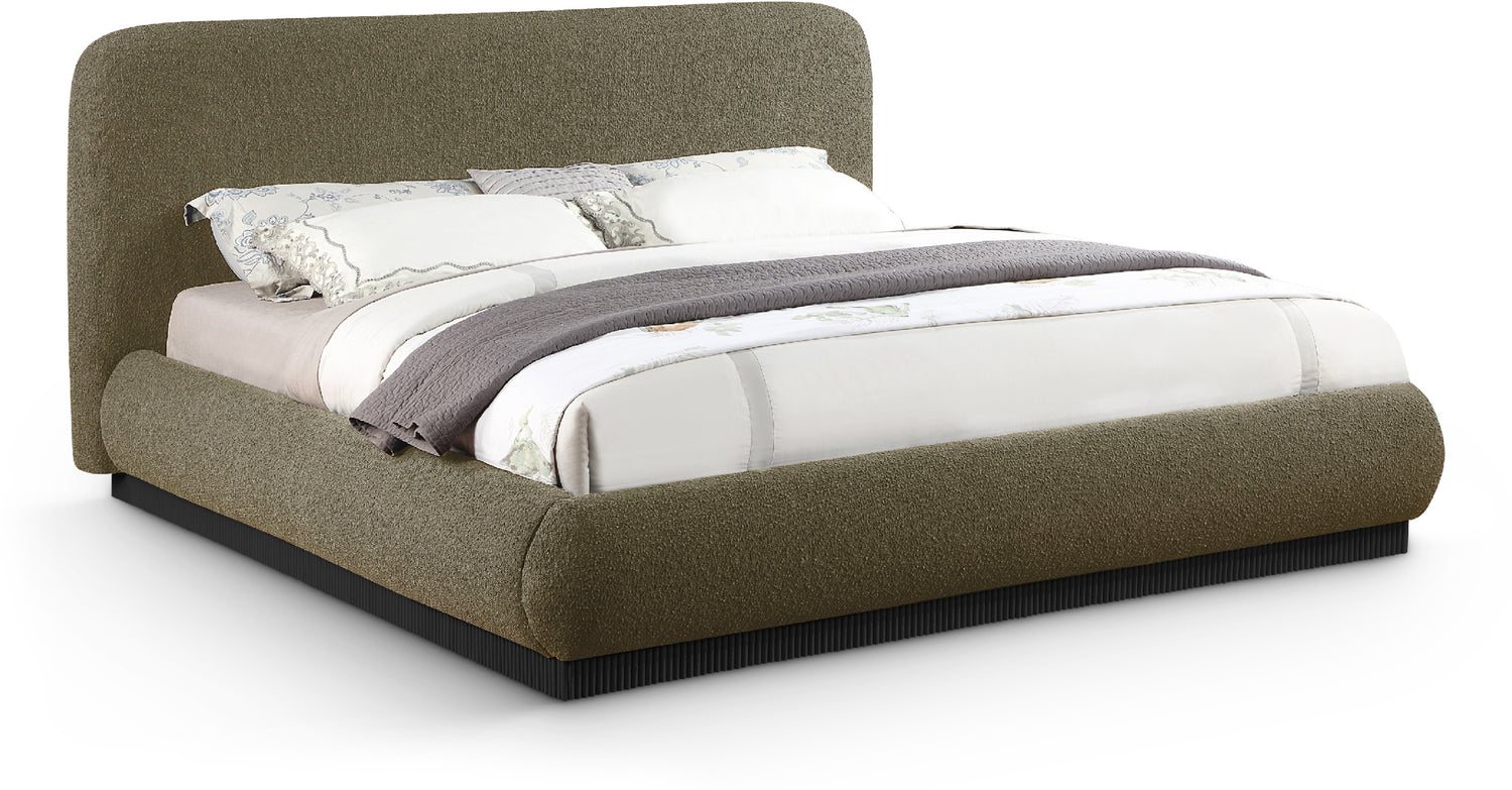 Rigby Olive Boucle Fabric King Bed