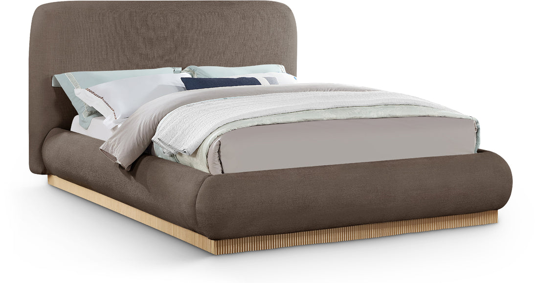 Rigby Brown Linen Textured Fabric King Bed