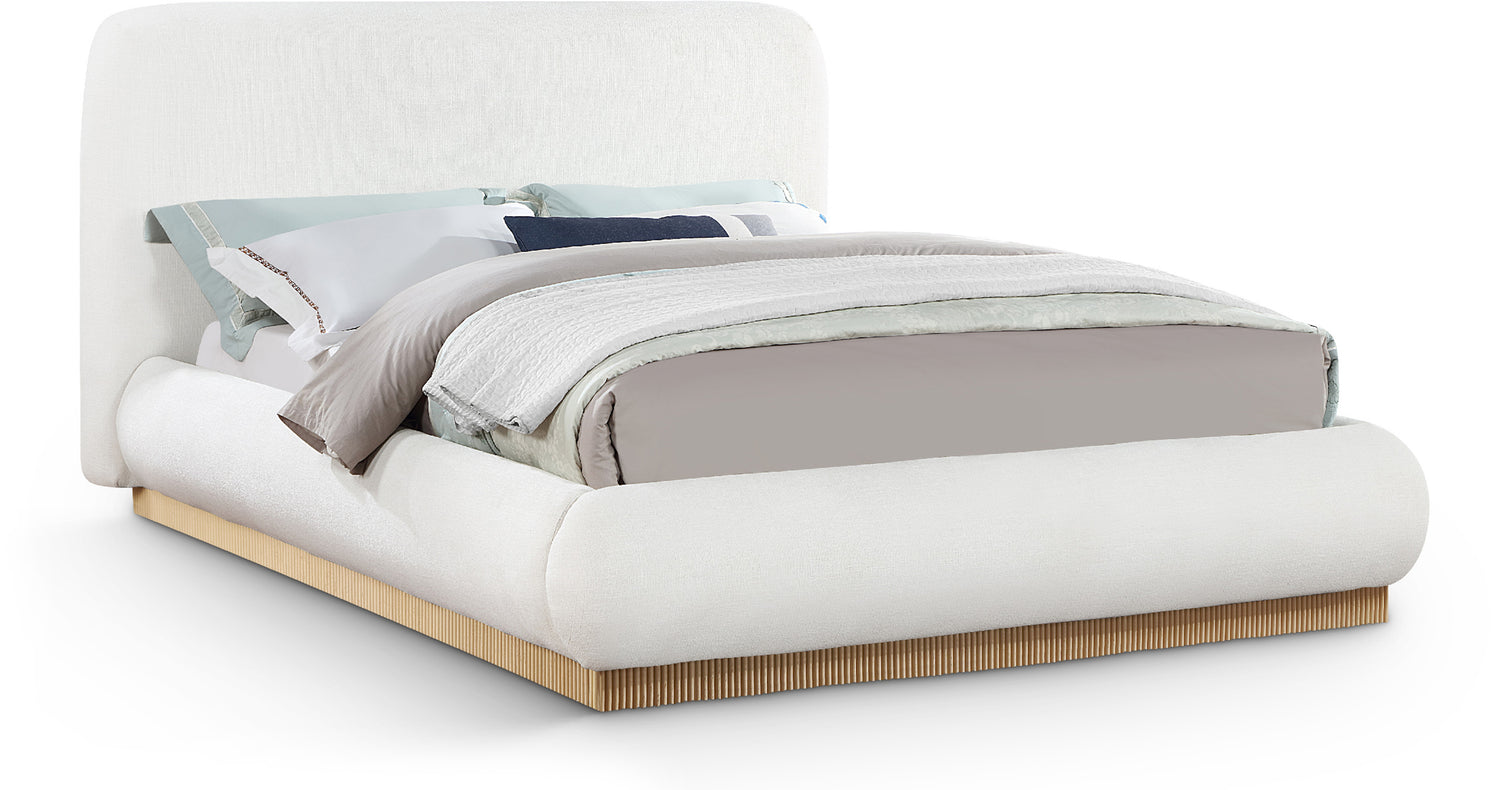 Rigby Cream Linen Textured Fabric King Bed