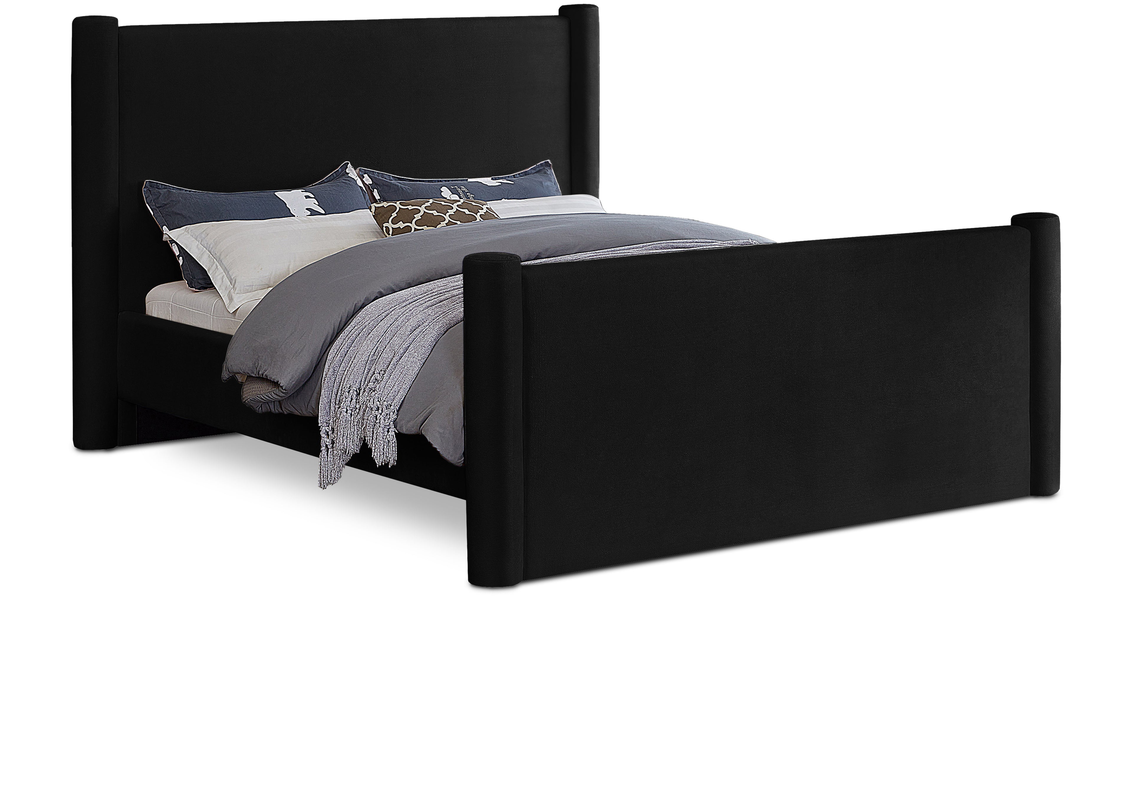 Elias Black Velvet Queen Bed