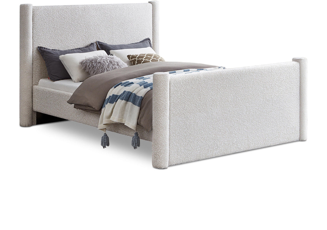 Elias Cream Boucle Fabric King Bed