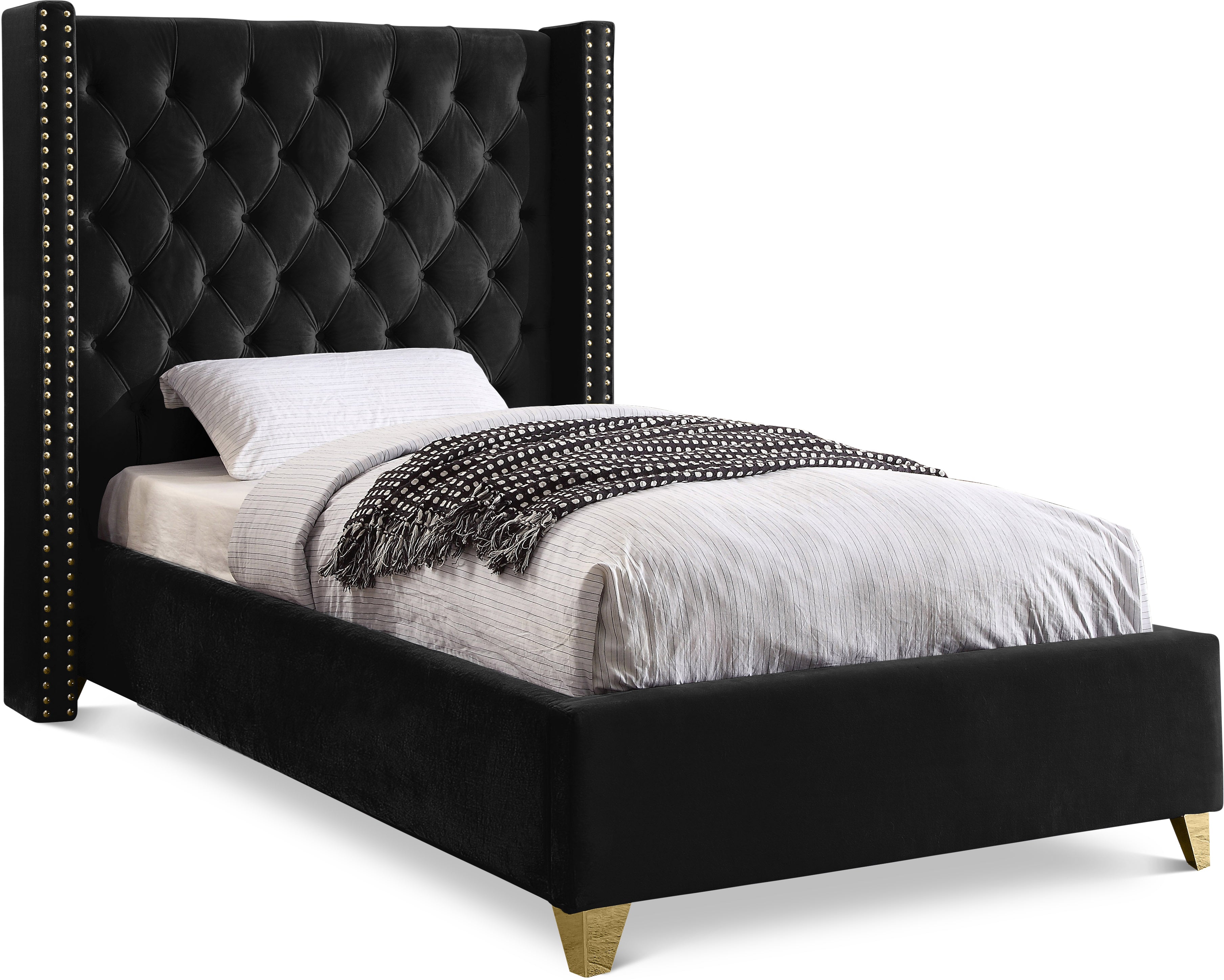 Barolo Black Velvet Twin Bed