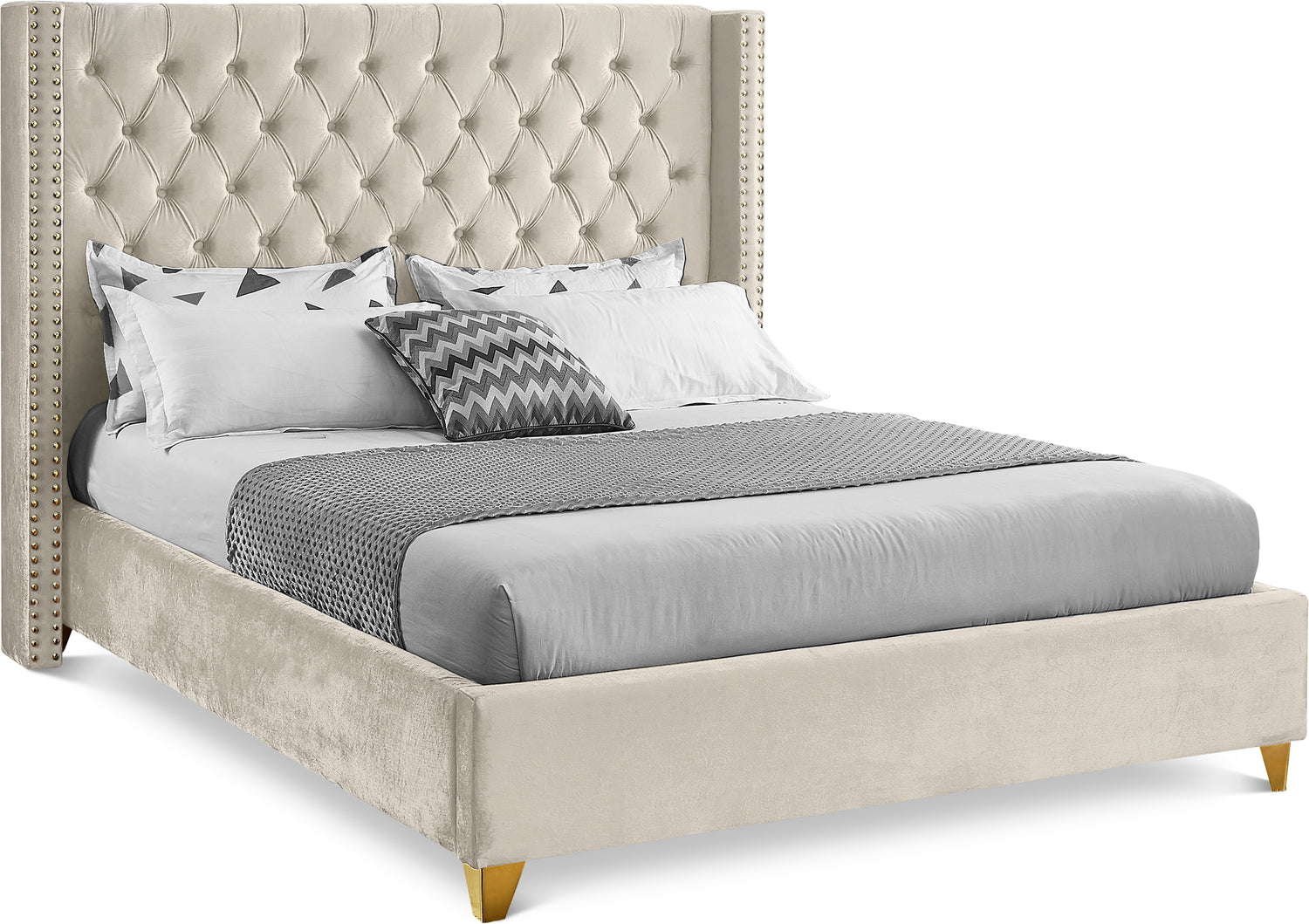 Barolo Cream Velvet King Bed