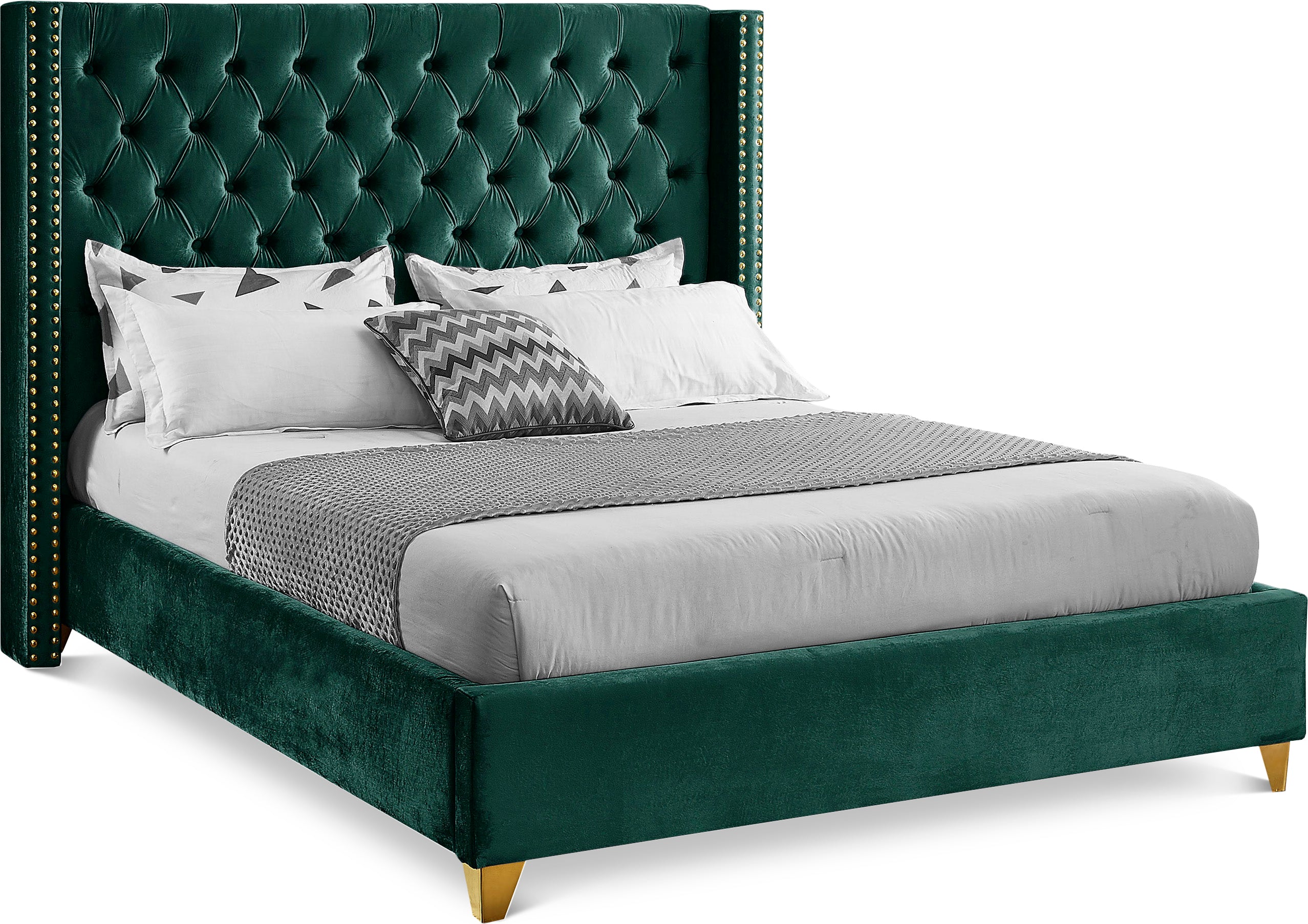 Barolo Green Velvet Full Bed