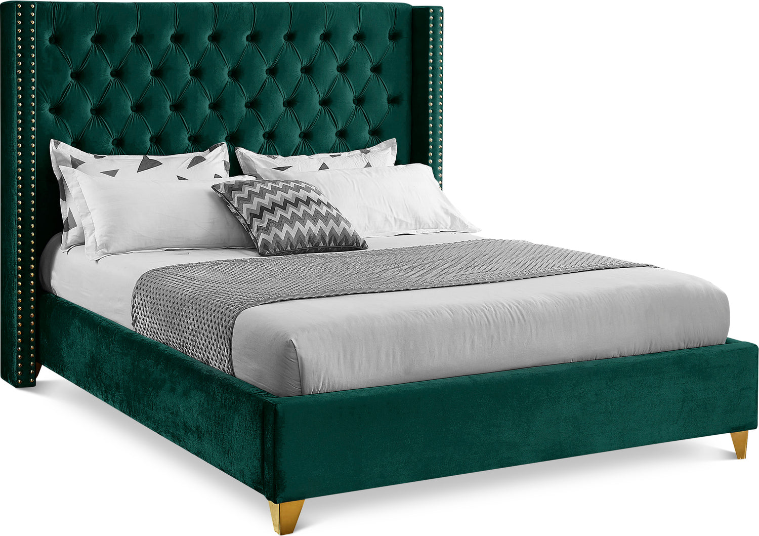 Barolo Green Velvet King Bed