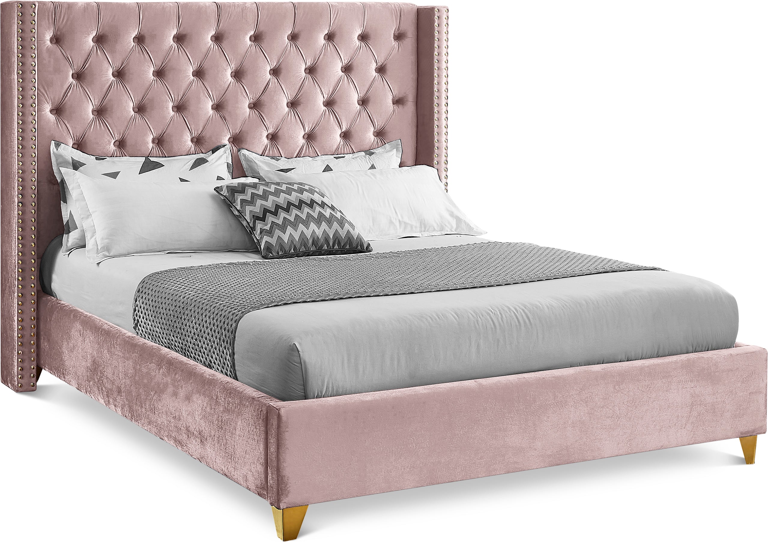 Barolo Pink Velvet Full Bed