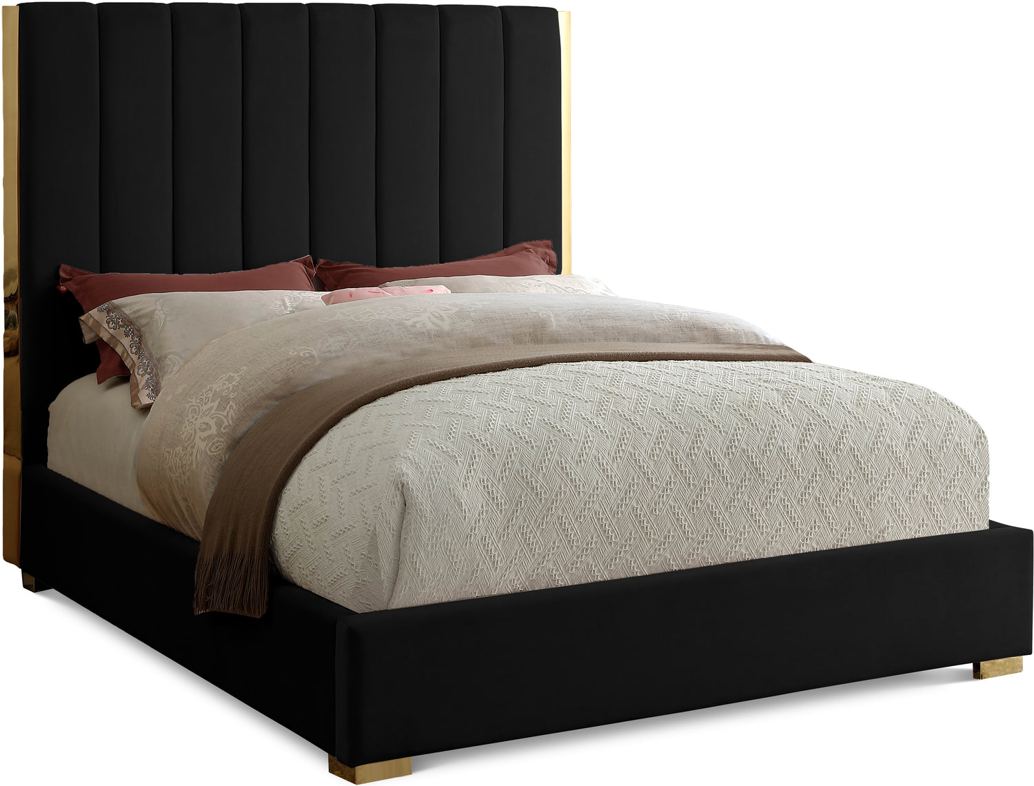 Becca Black Velvet Queen Bed