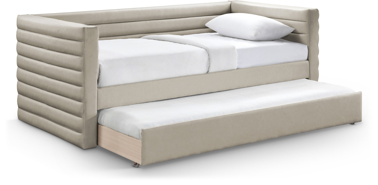 Beverly Beige Vegan Leather Twin Daybed