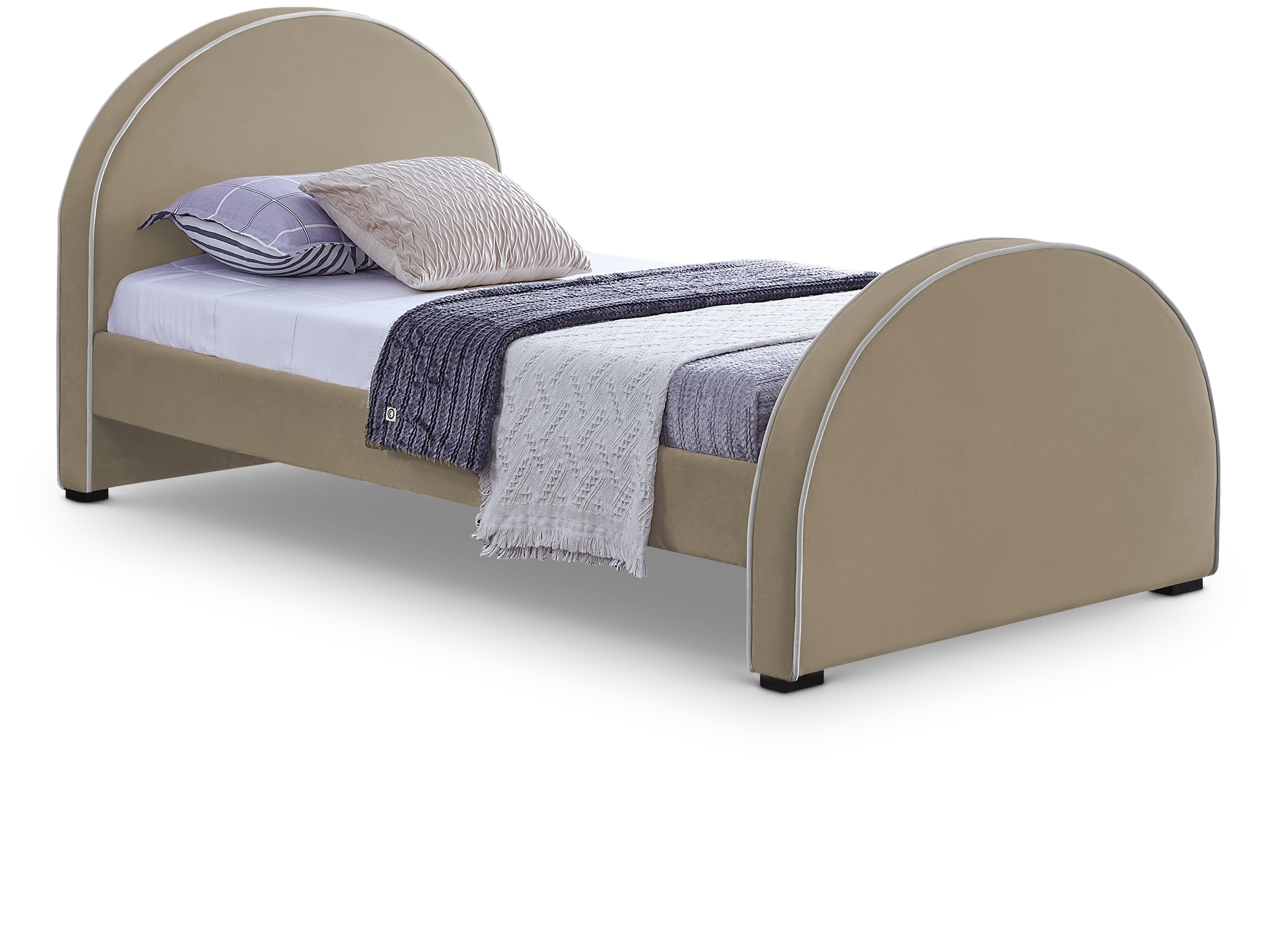 Brody Beige Velvet Twin Bed