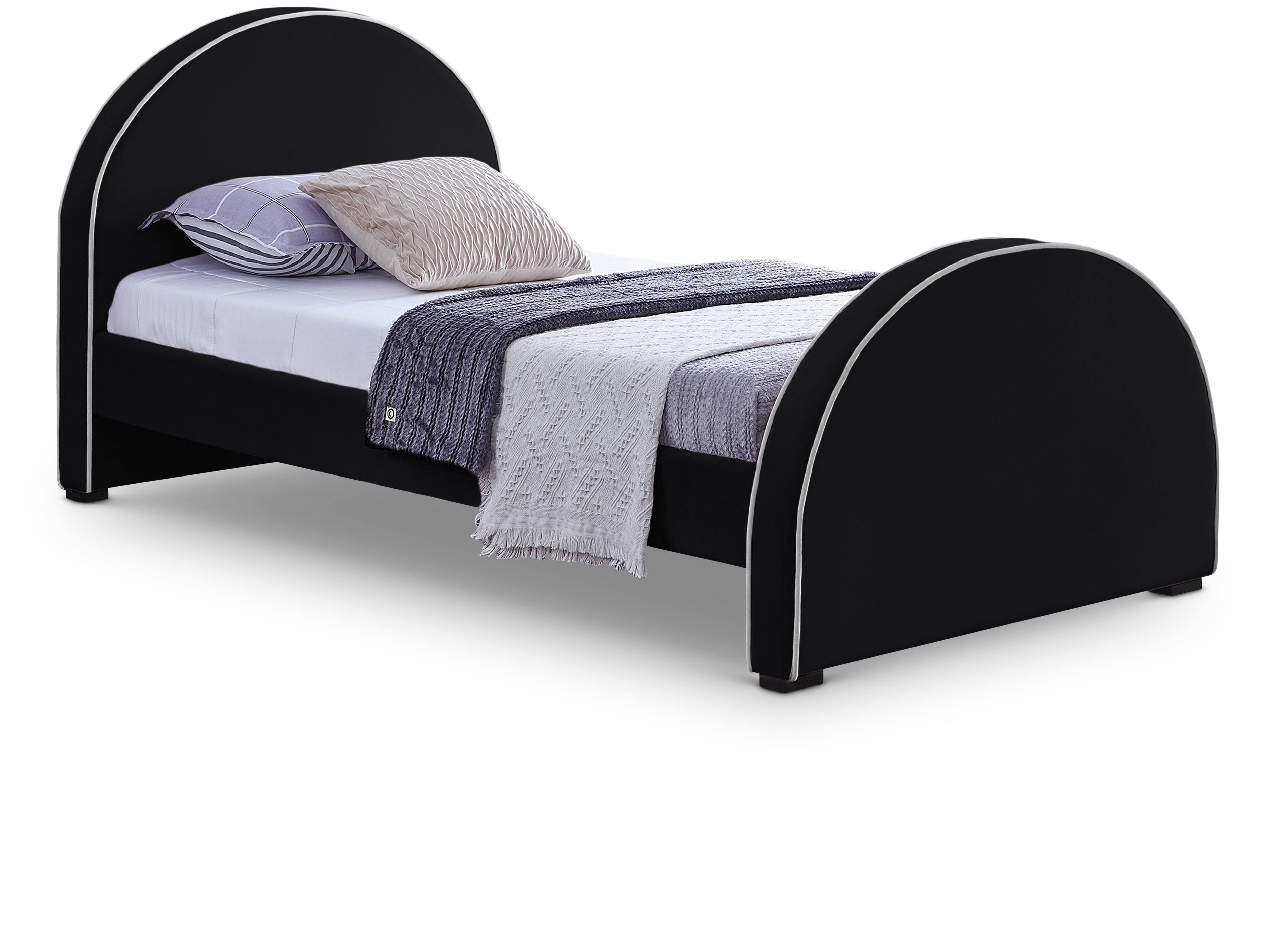 Brody Black Velvet Twin Bed