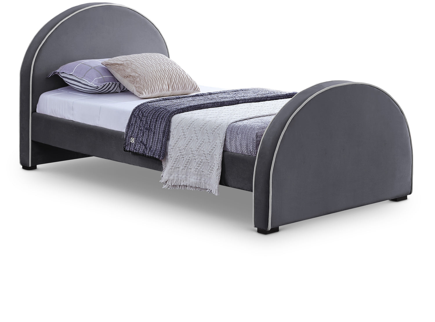 Brody Grey Velvet Twin Bed