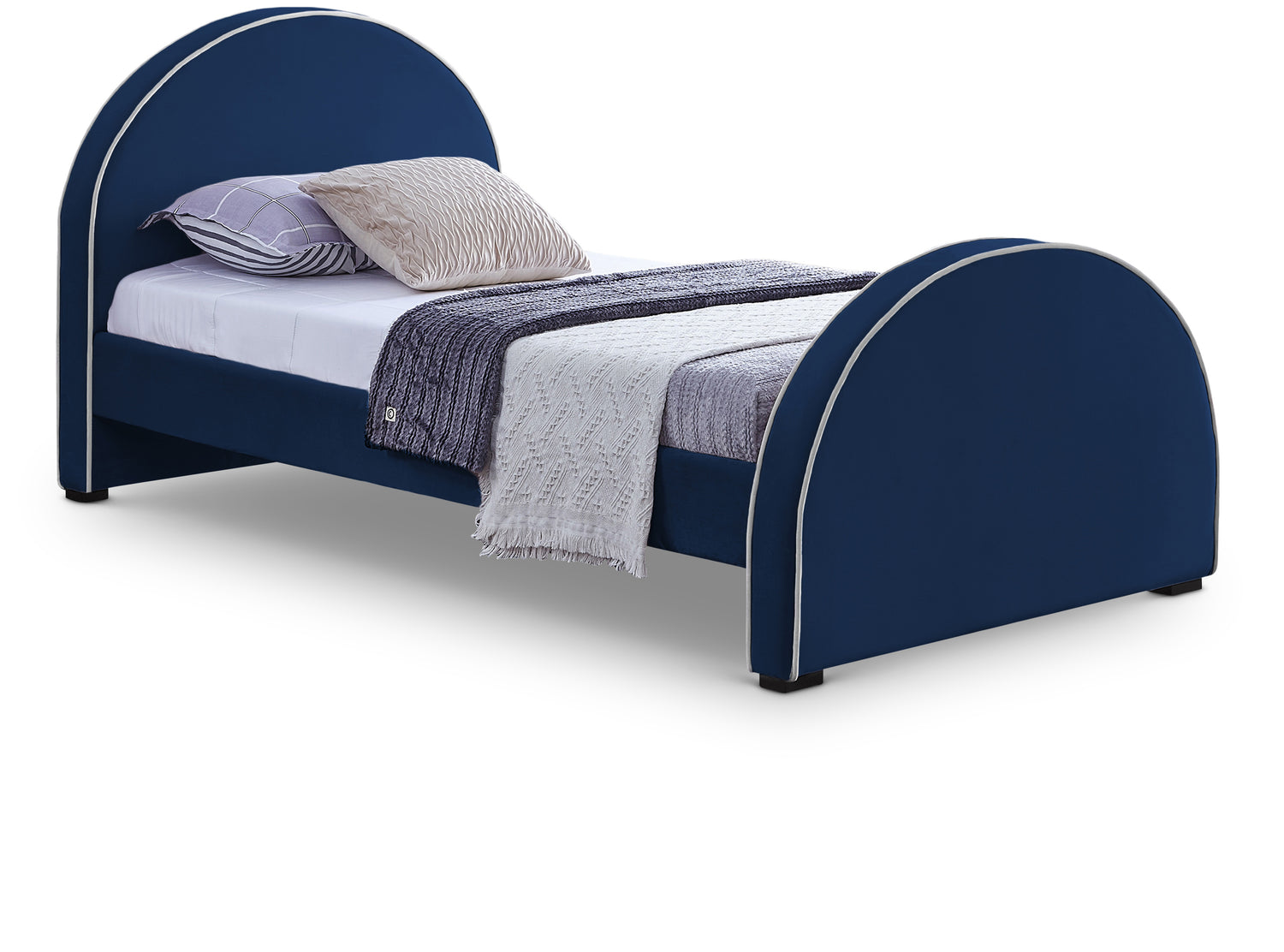 Brody Navy Velvet Twin Bed