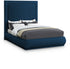 Brooke Navy Linen Textured Fabric Queen Bed