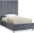 Candace Grey Velvet Twin Bed