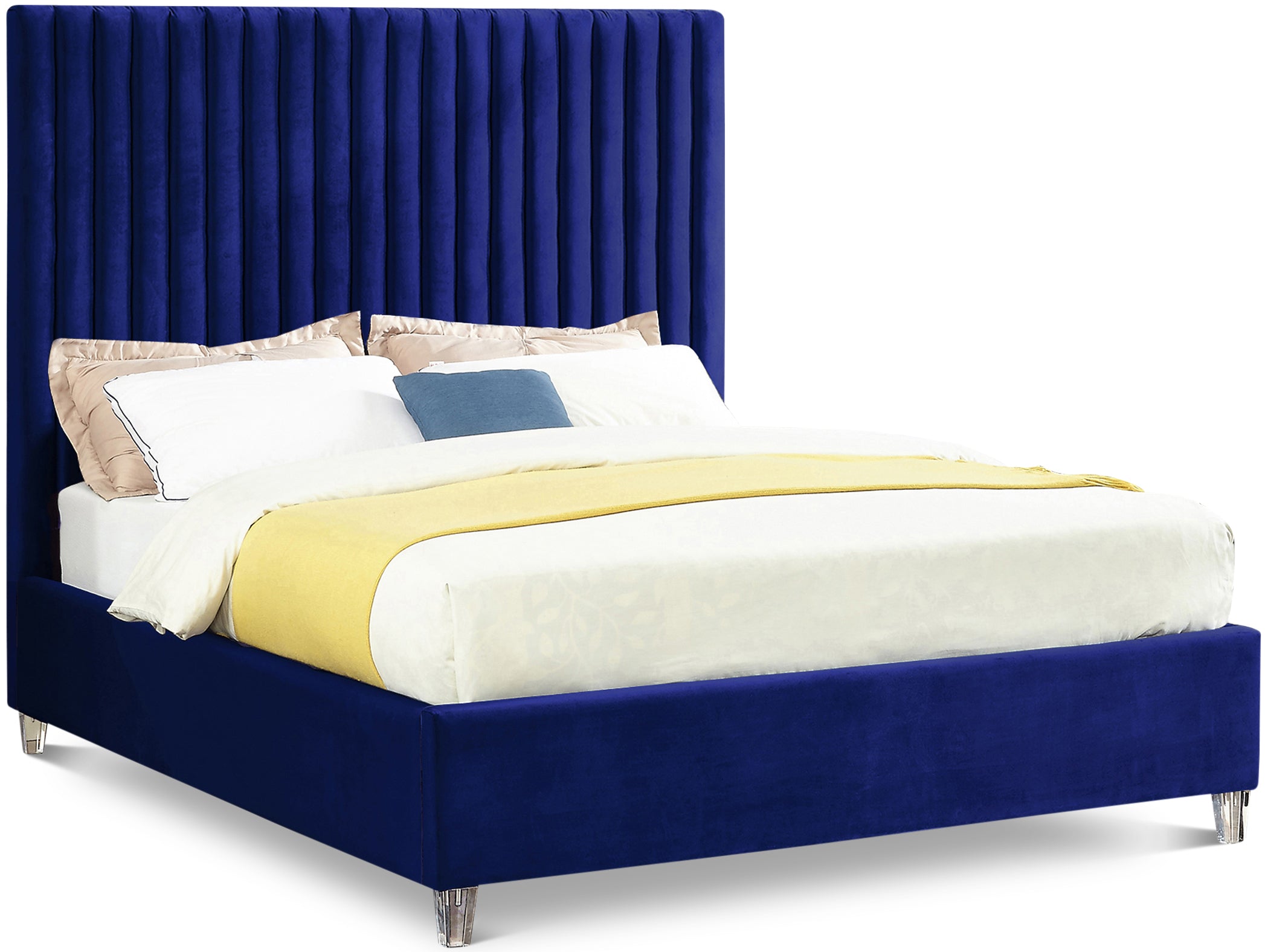 Candace Navy Velvet King Bed