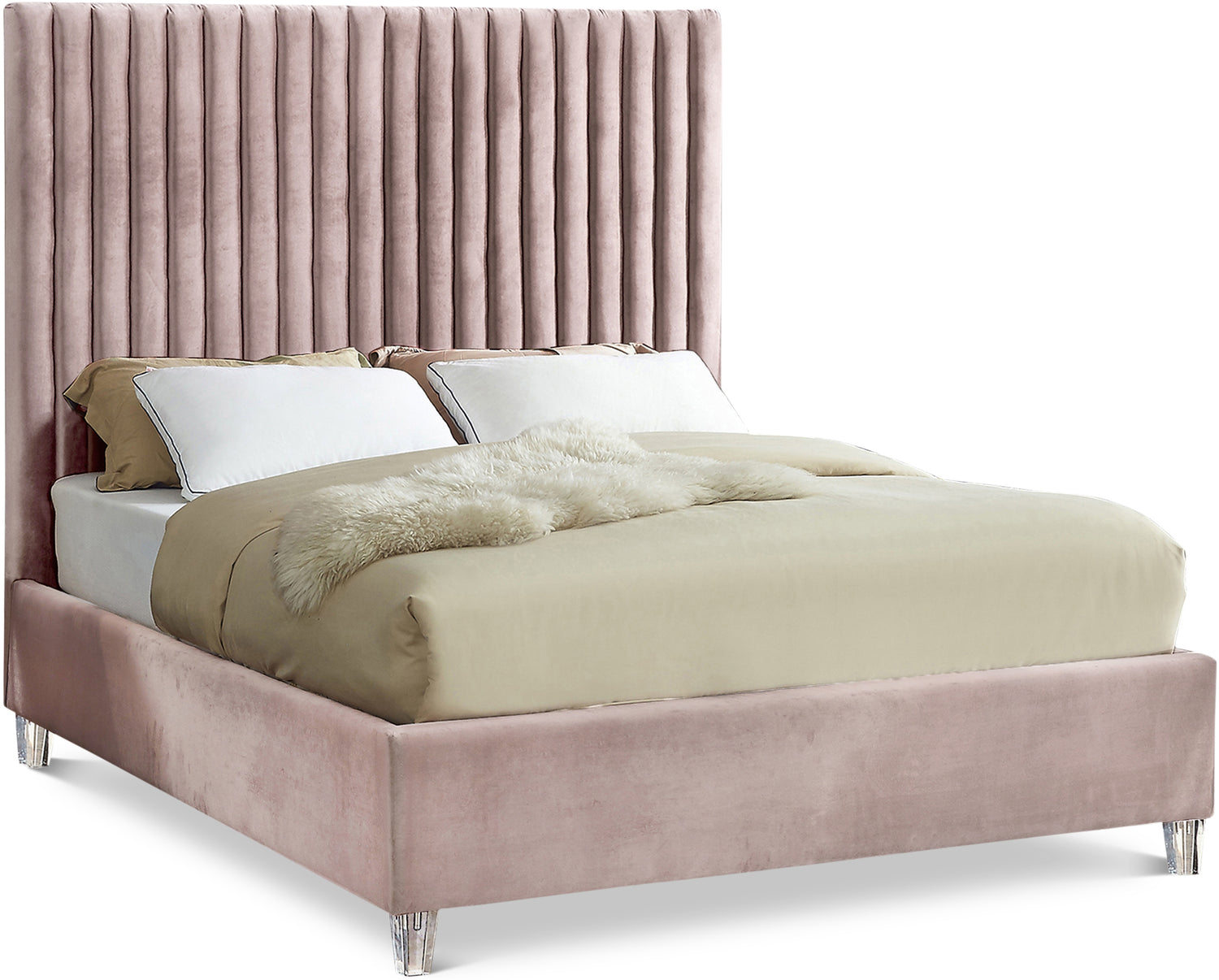 Candace Pink Velvet Full Bed