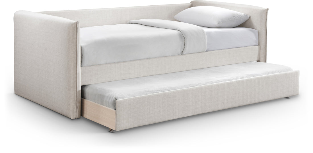 Colton Cream Linen Textured Fabric Twin Daybed