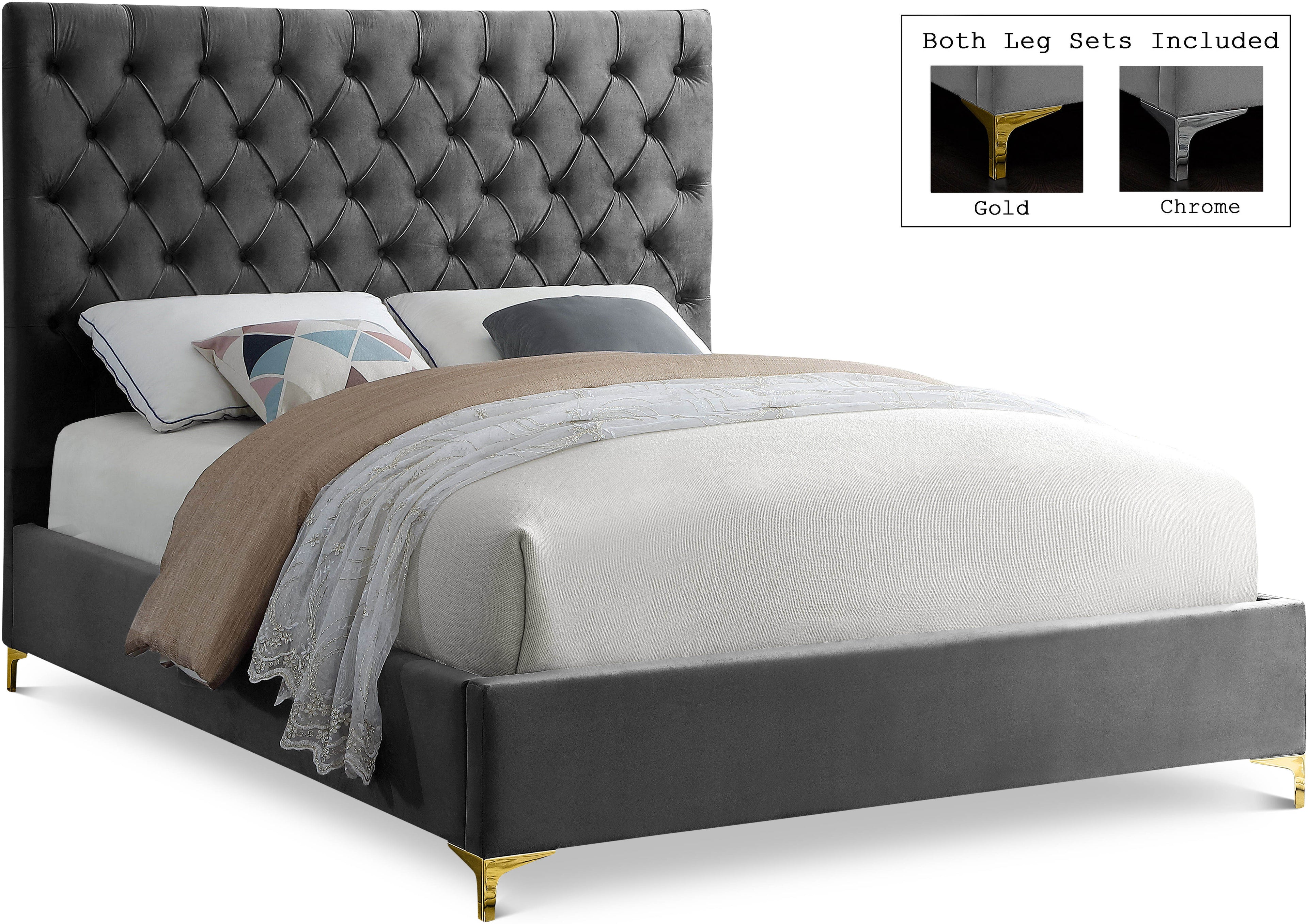 Cruz Grey Velvet Full Bed