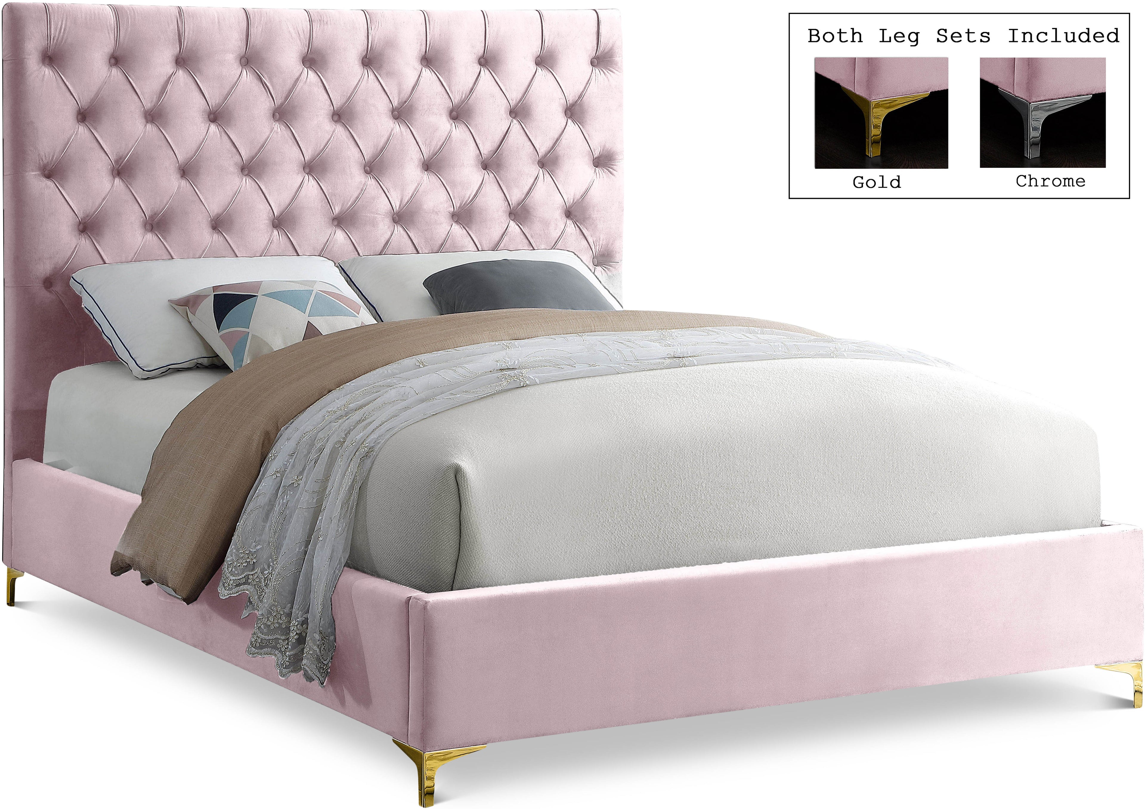 Cruz Pink Velvet Full Bed