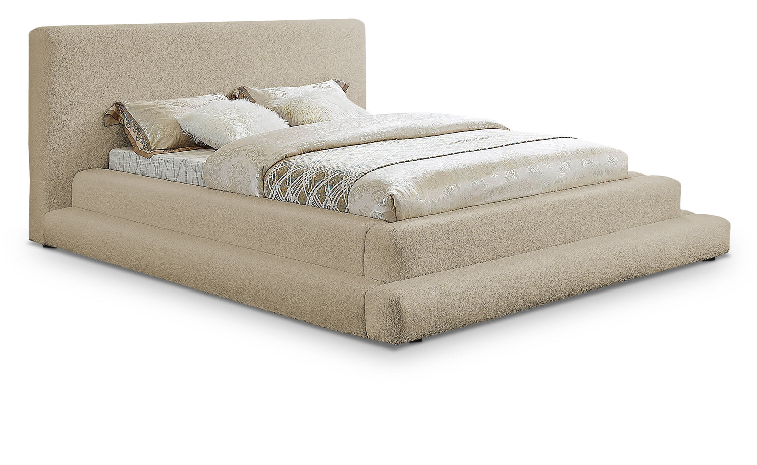 Dane Beige Teddy Fabric Full Bed (3 Boxes)