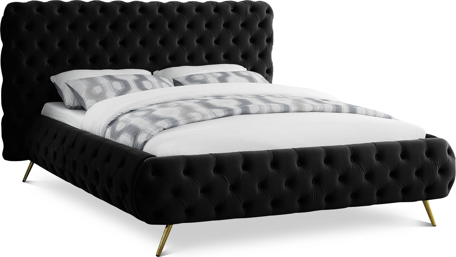 Delano Black Velvet King Bed