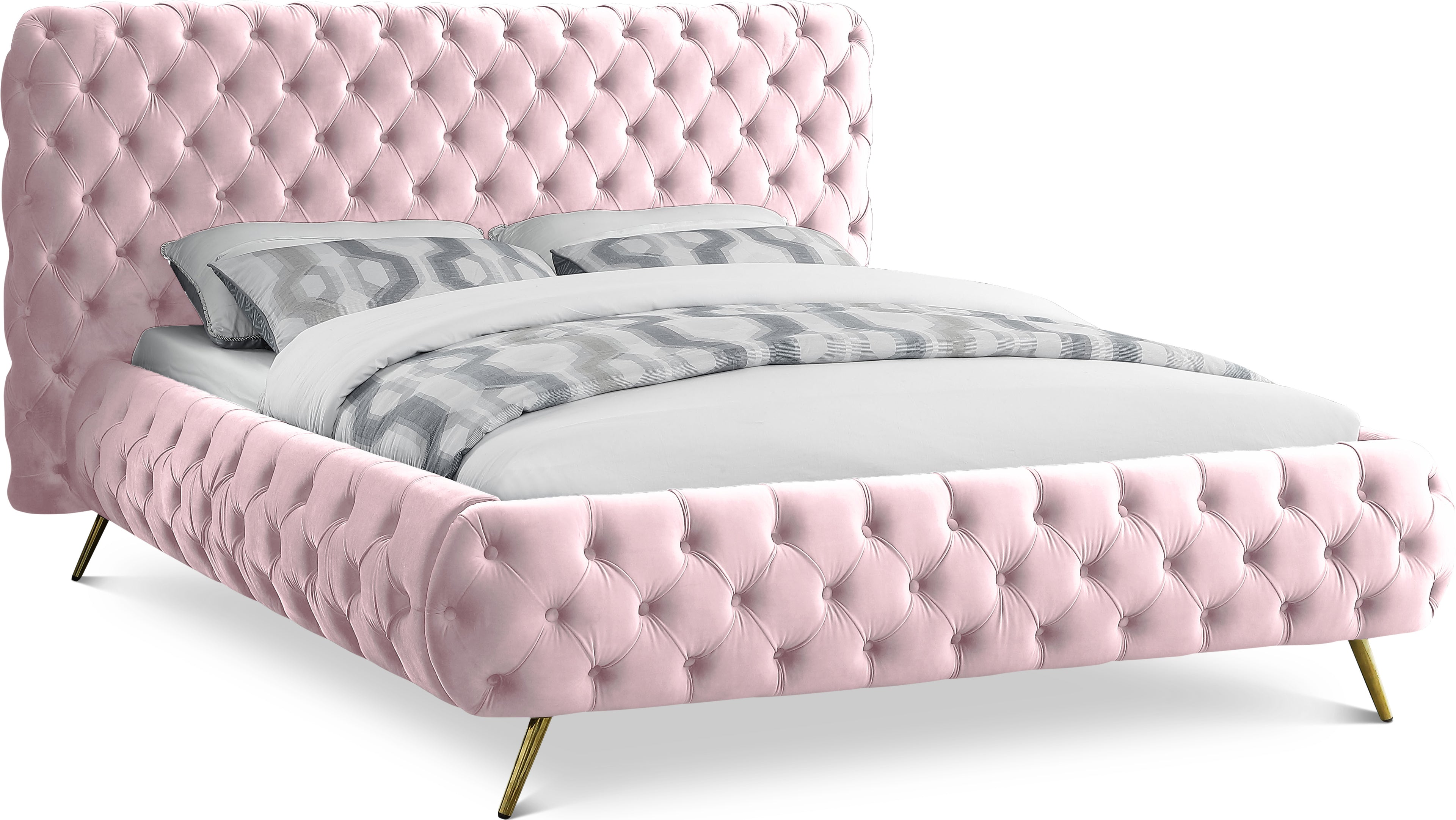 Delano Pink Velvet King Bed