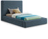 Devin Navy Linen Textured Fabric Twin Bed