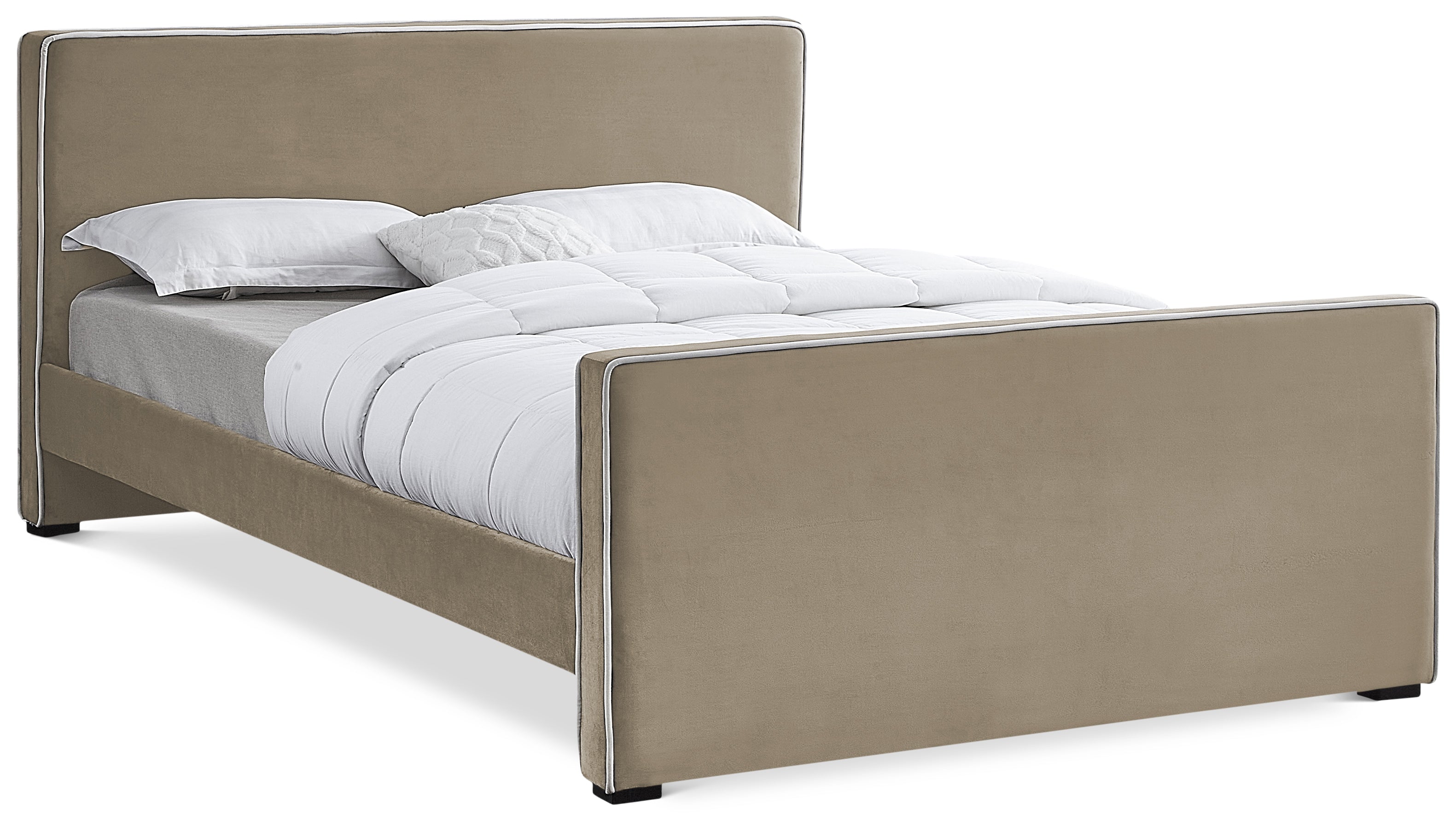 Dillard Beige Velvet Full Bed