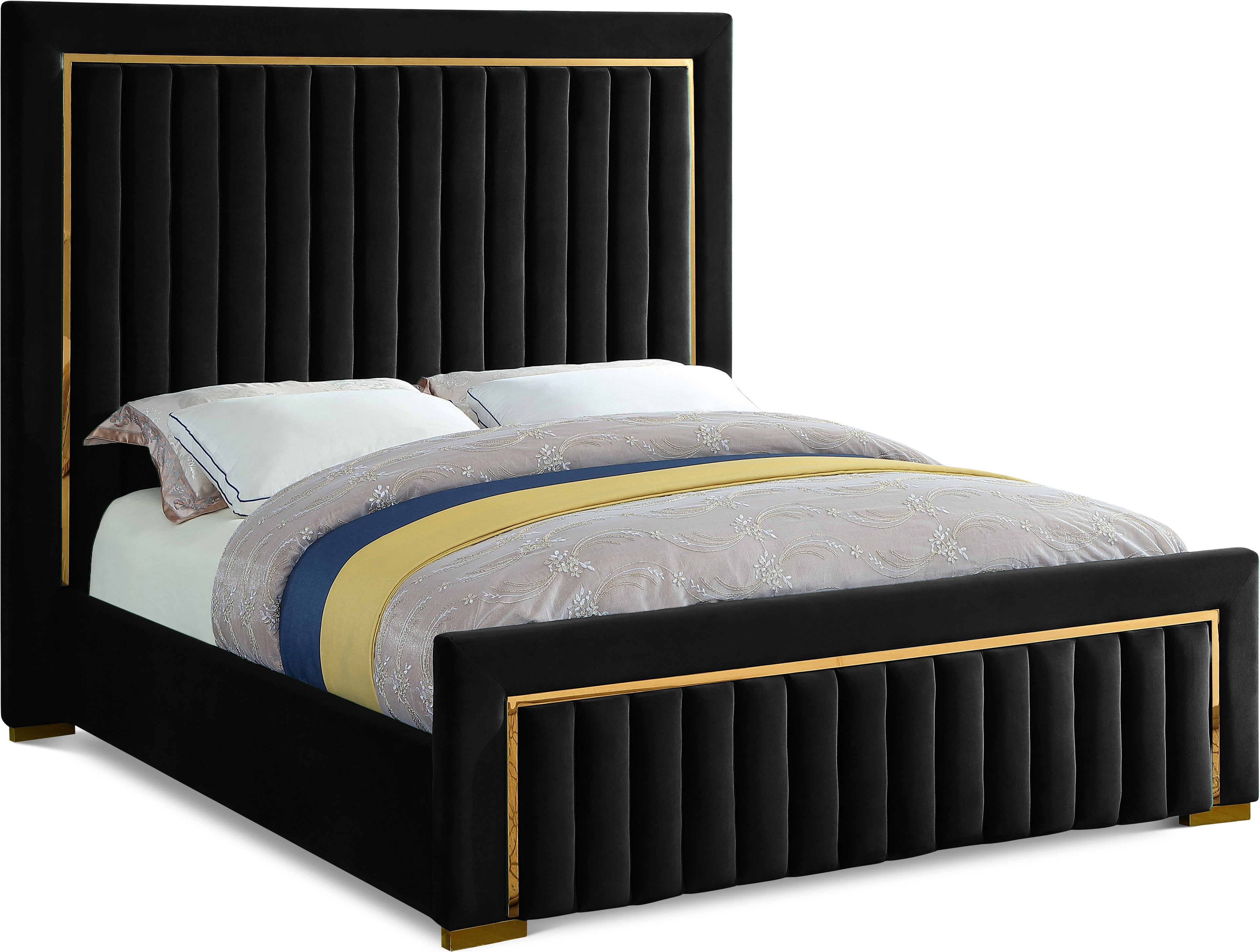 Dolce Black Velvet King Bed (3 Boxes)