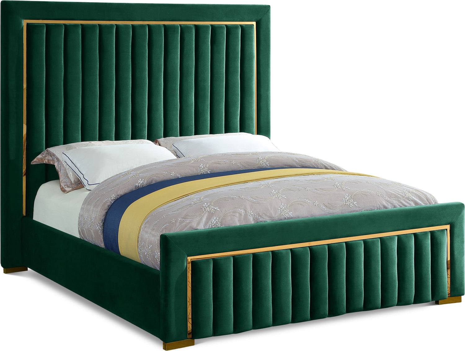 Dolce Green Velvet King Bed (3 Boxes)