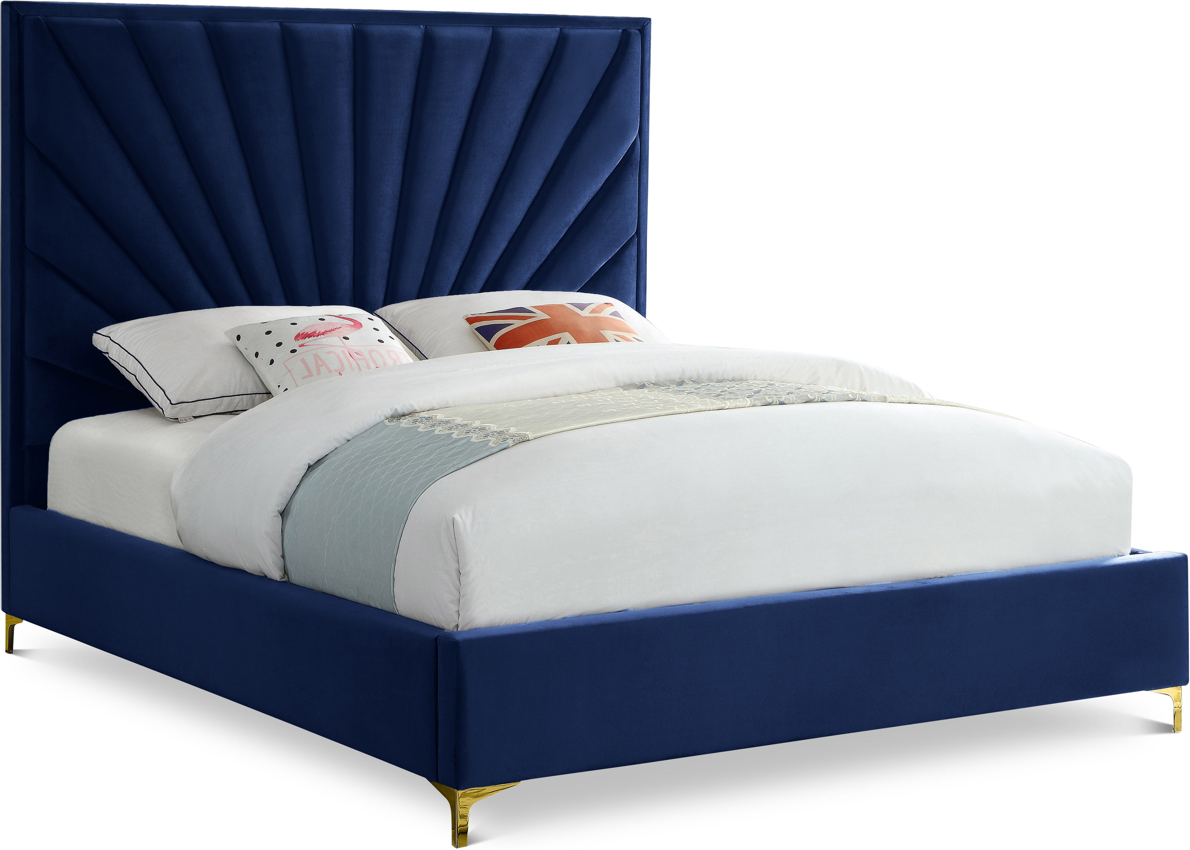 Eclipse Navy Velvet Full Bed