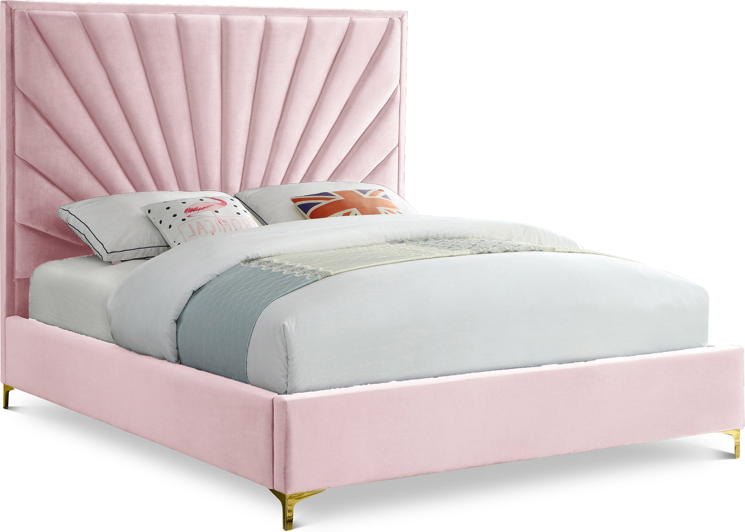 Eclipse Pink Velvet King Bed