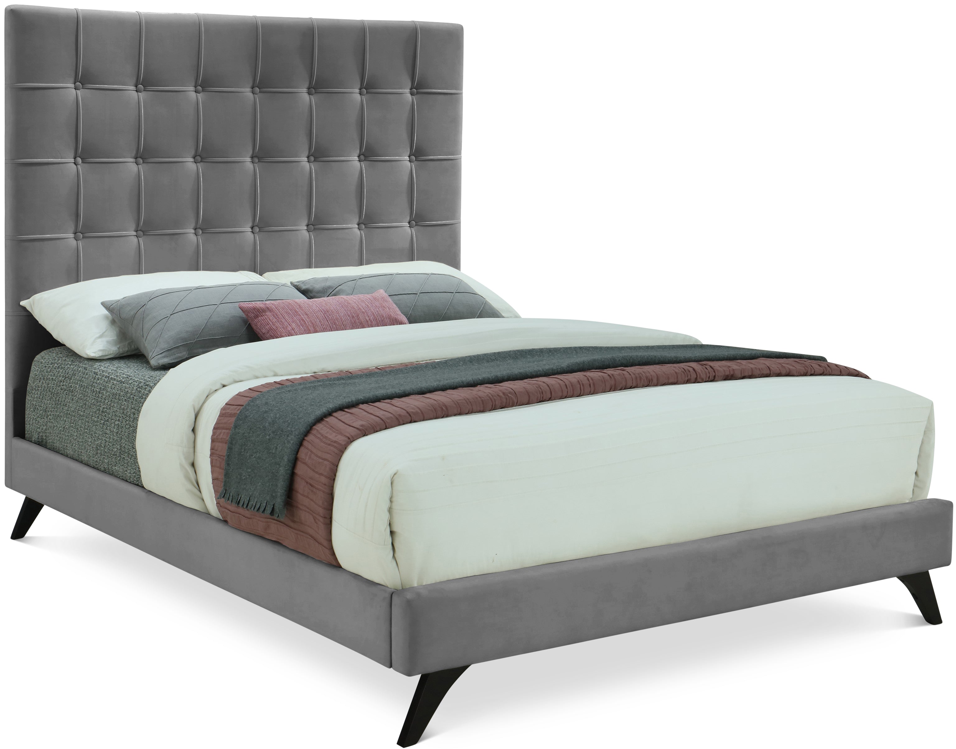 Elly Grey Velvet Full Bed