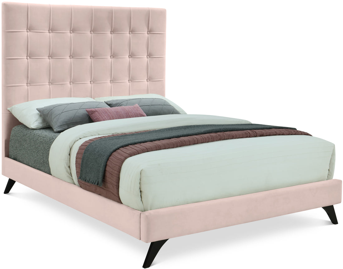 Elly Pink Velvet Full Bed