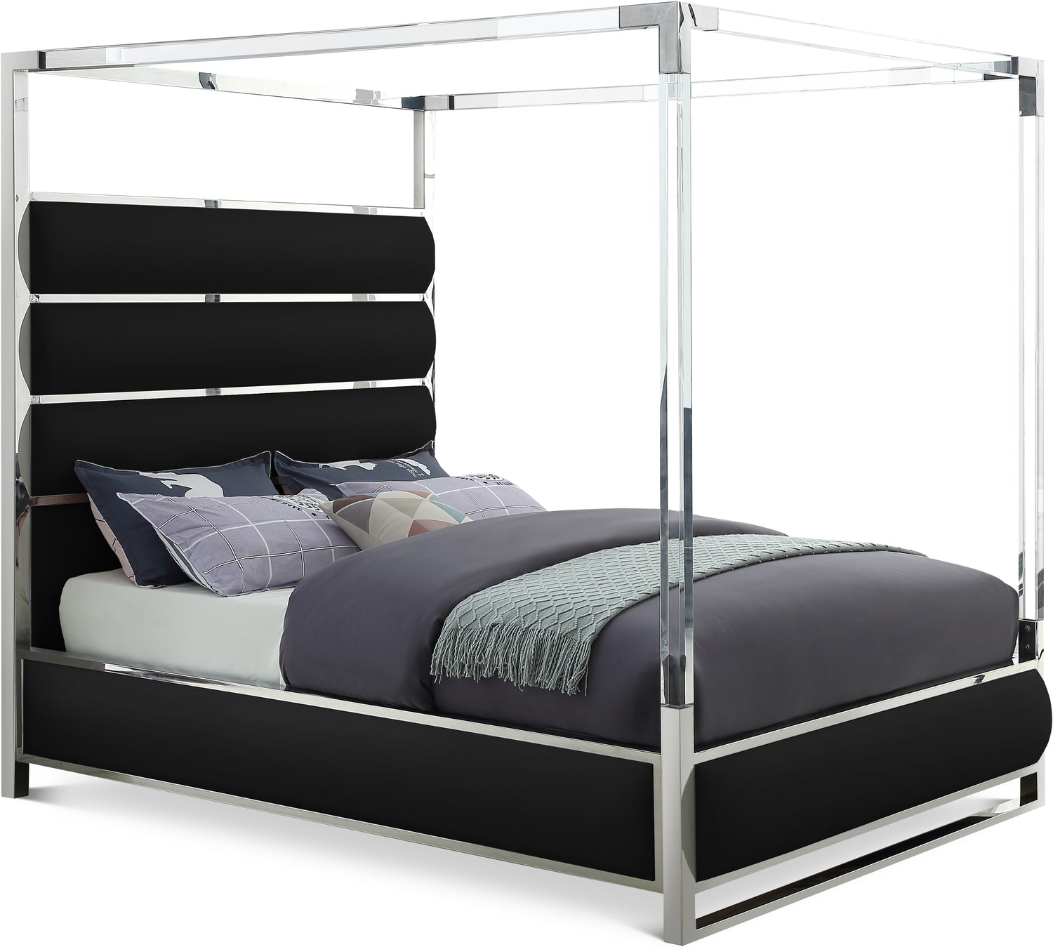 Encore Black Vegan Leather King Bed (4 Boxes)