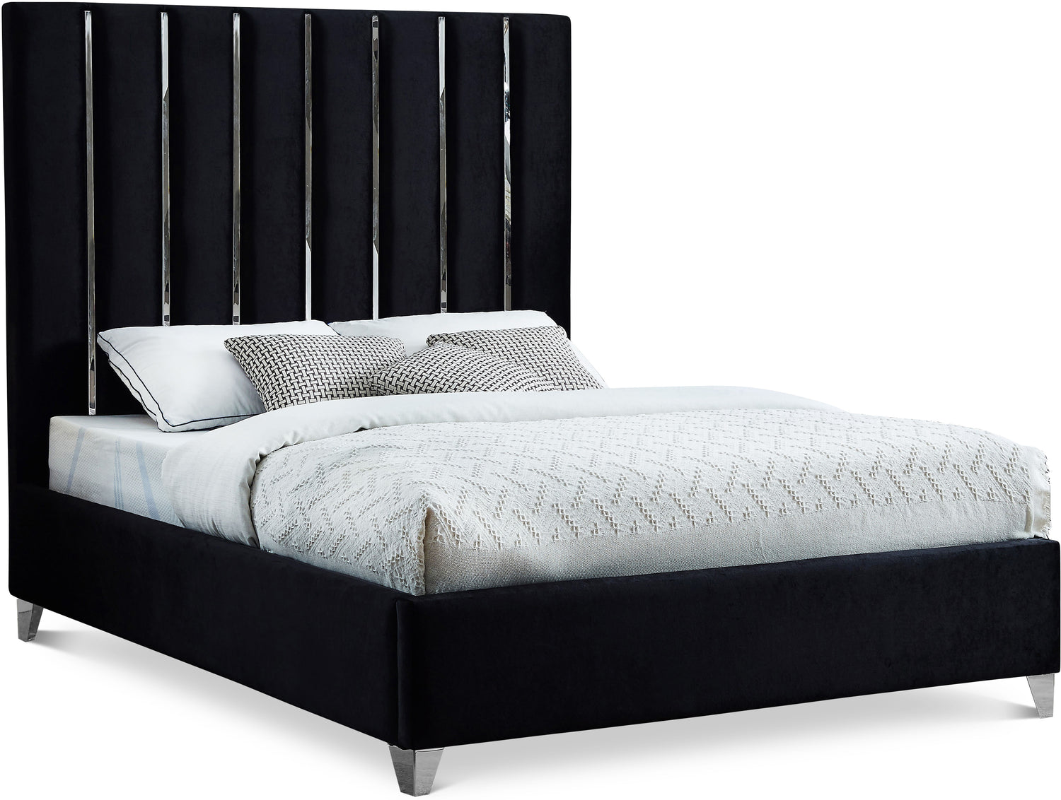 Enzo Black Velvet Full Bed