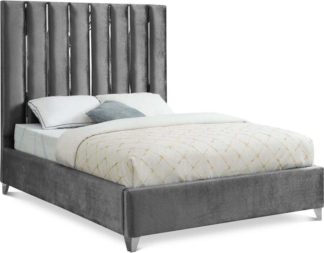 Enzo Grey Velvet King Bed