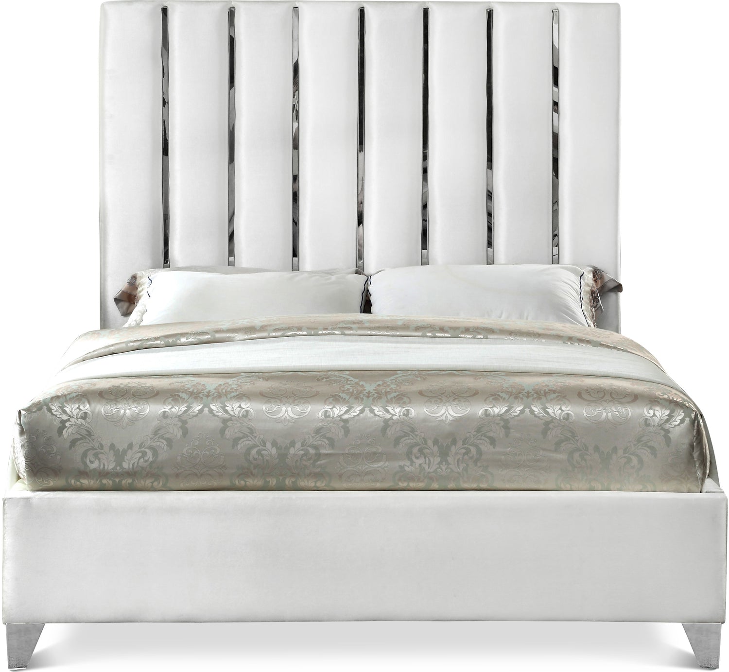 Enzo White Velvet Full Bed