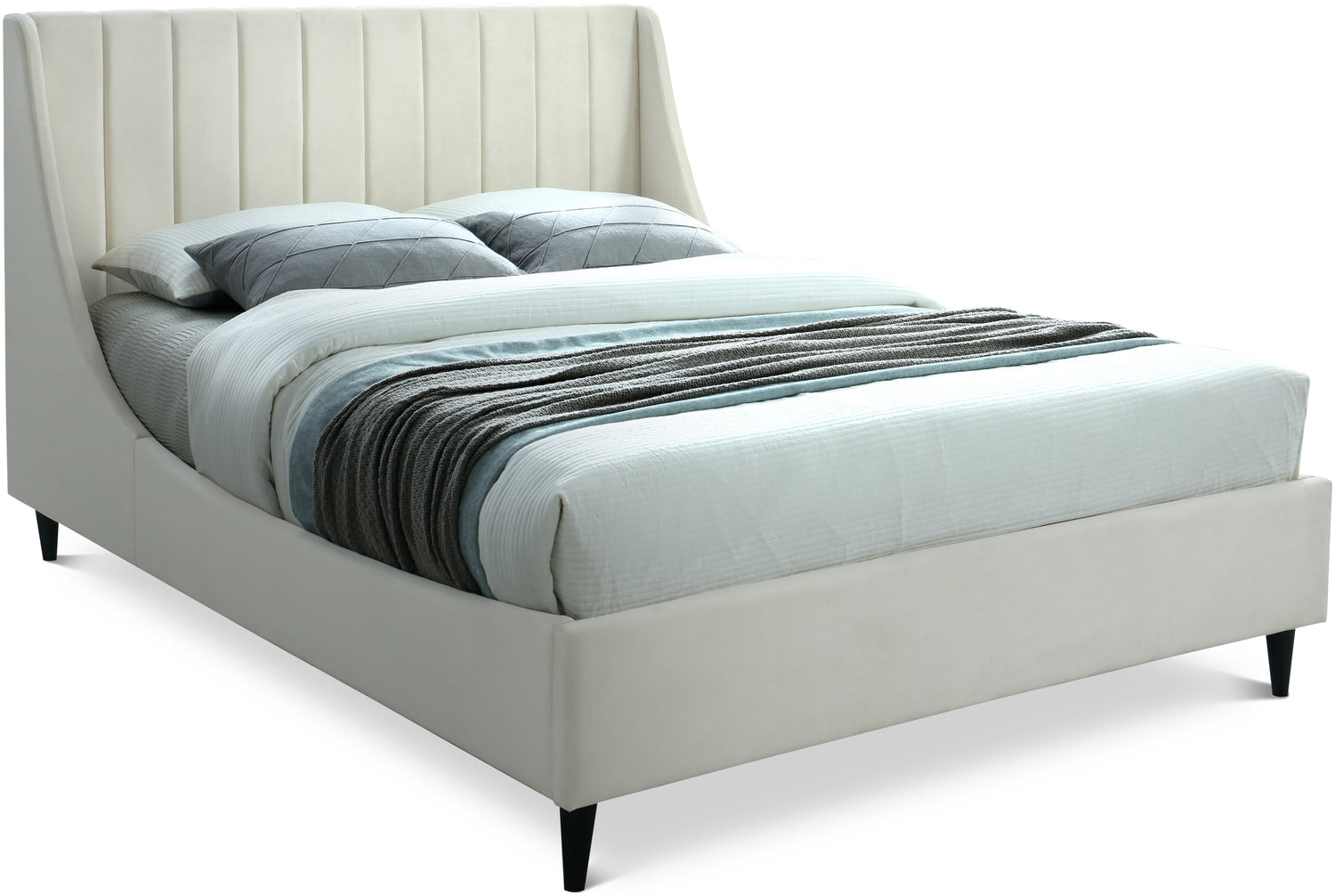 Eva Cream Velvet King Bed