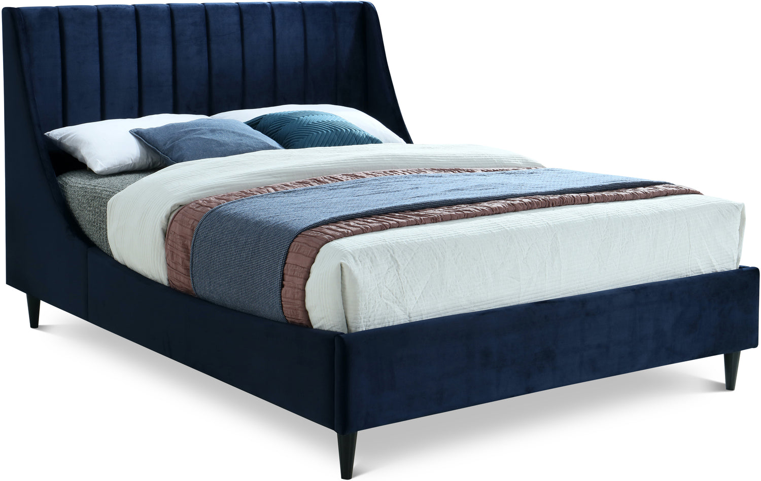 Eva Navy Velvet Full Bed