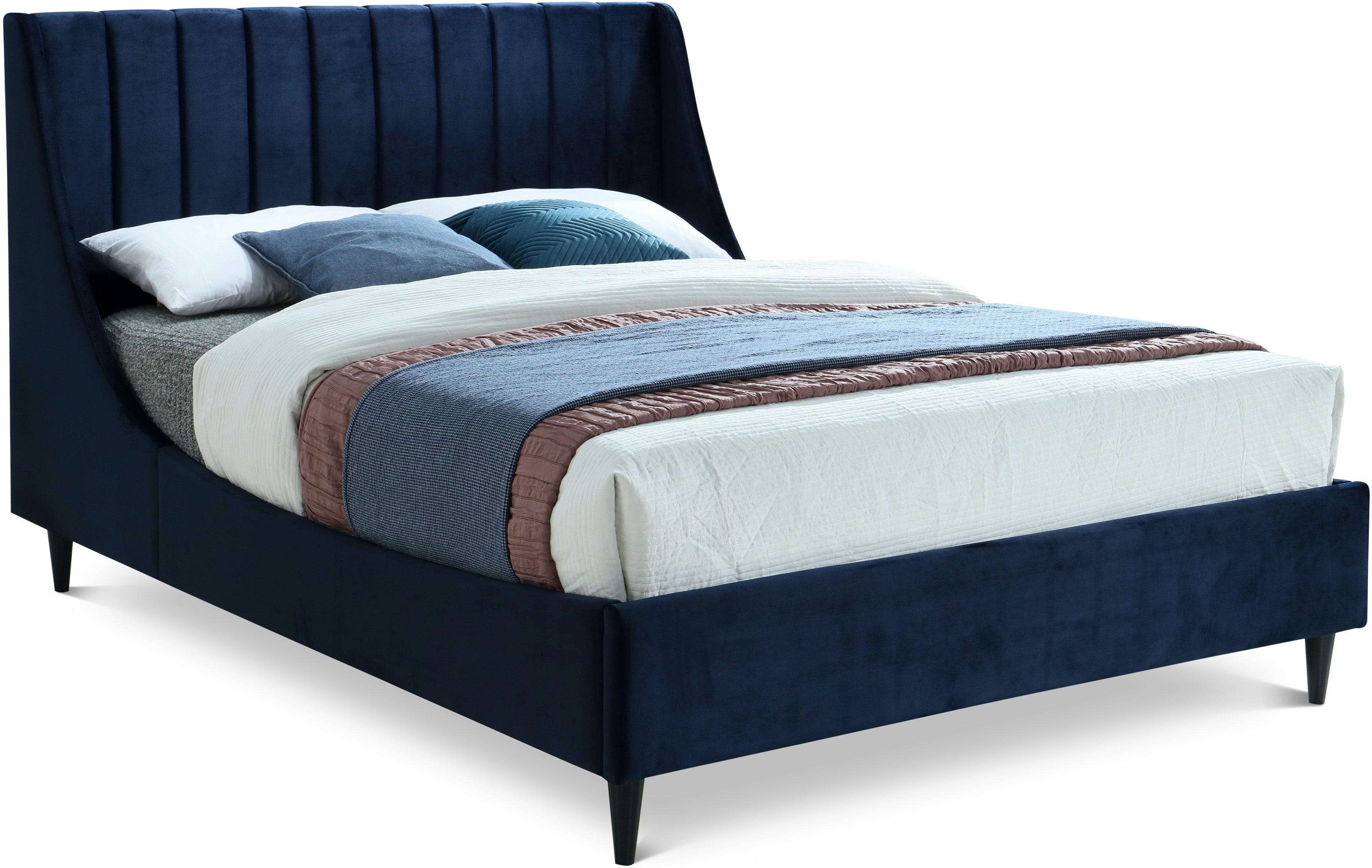 Eva Navy Velvet King Bed