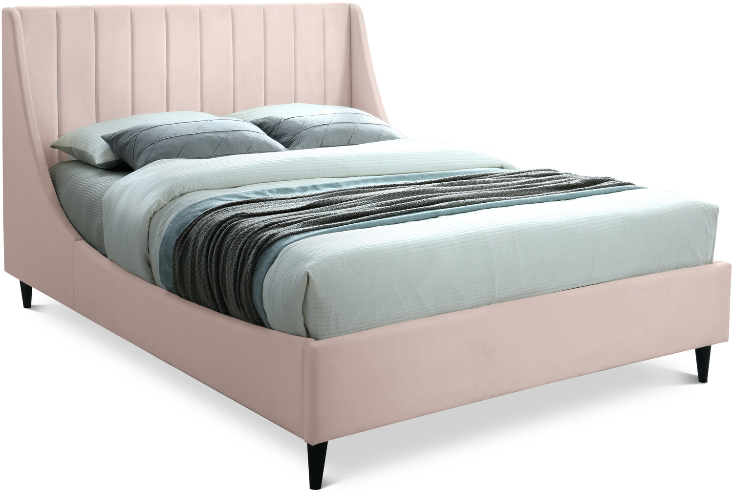 Eva Pink Velvet Full Bed