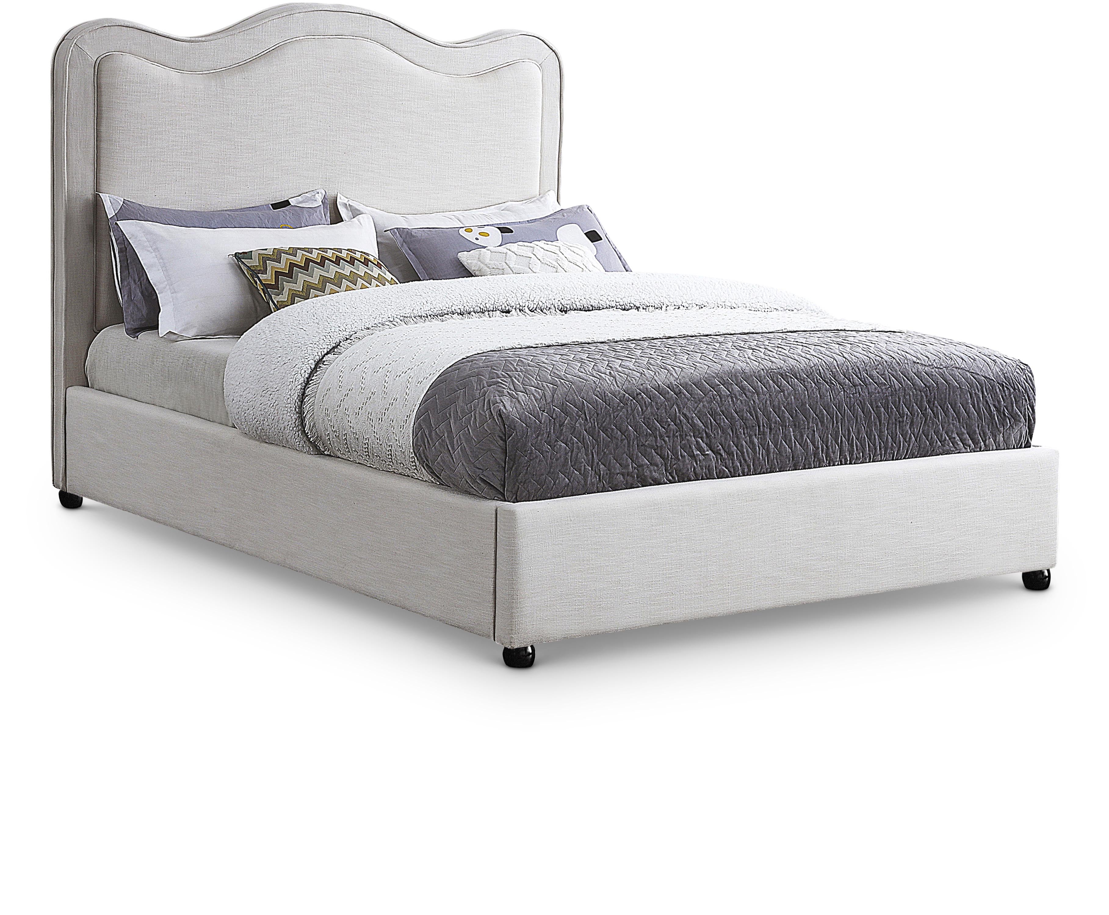 Felix Cream Linen Textured Fabric King Bed